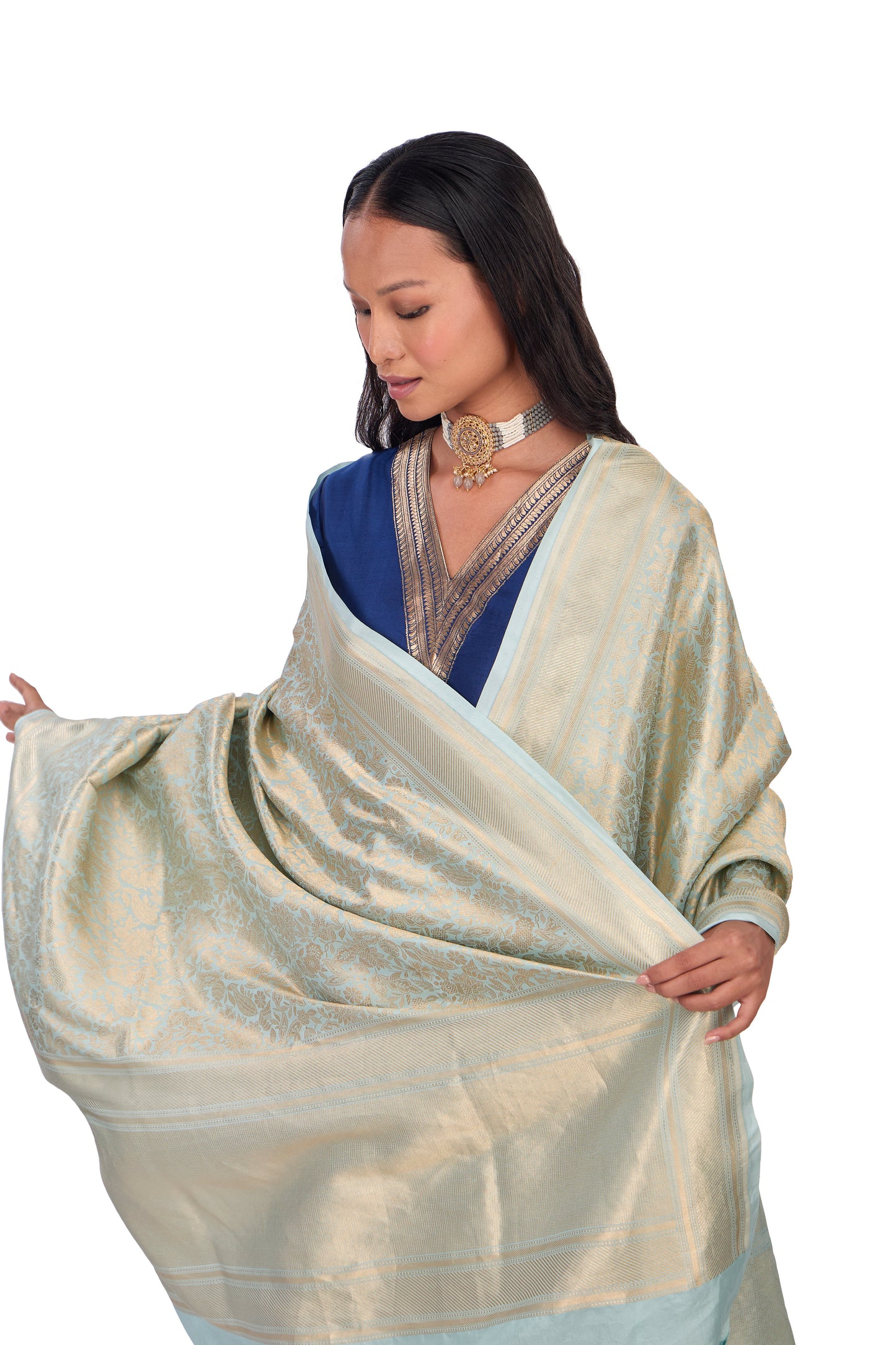 Sky Blue Katan silk Dupatta