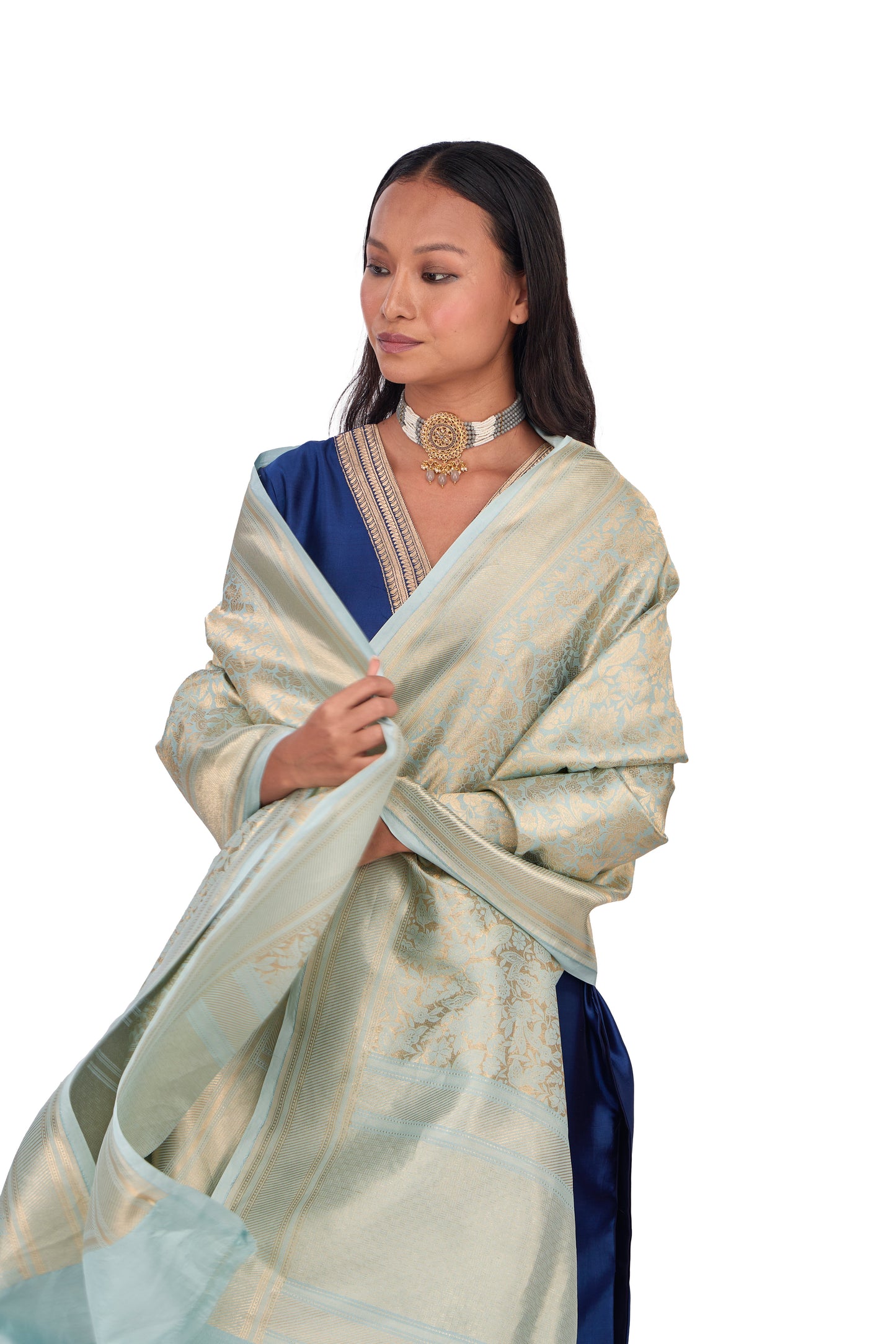 Sky Blue Katan silk Dupatta