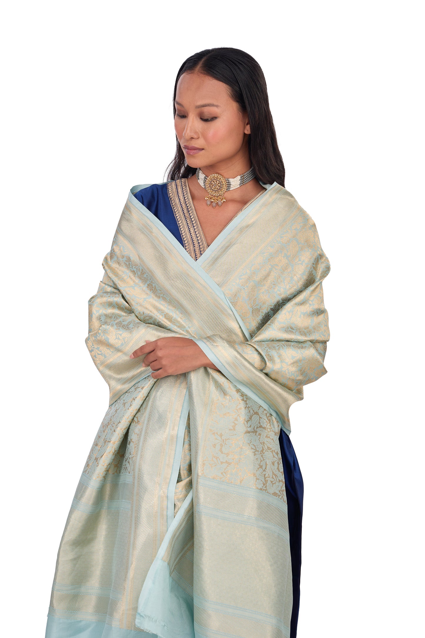 Sky Blue Katan silk Dupatta