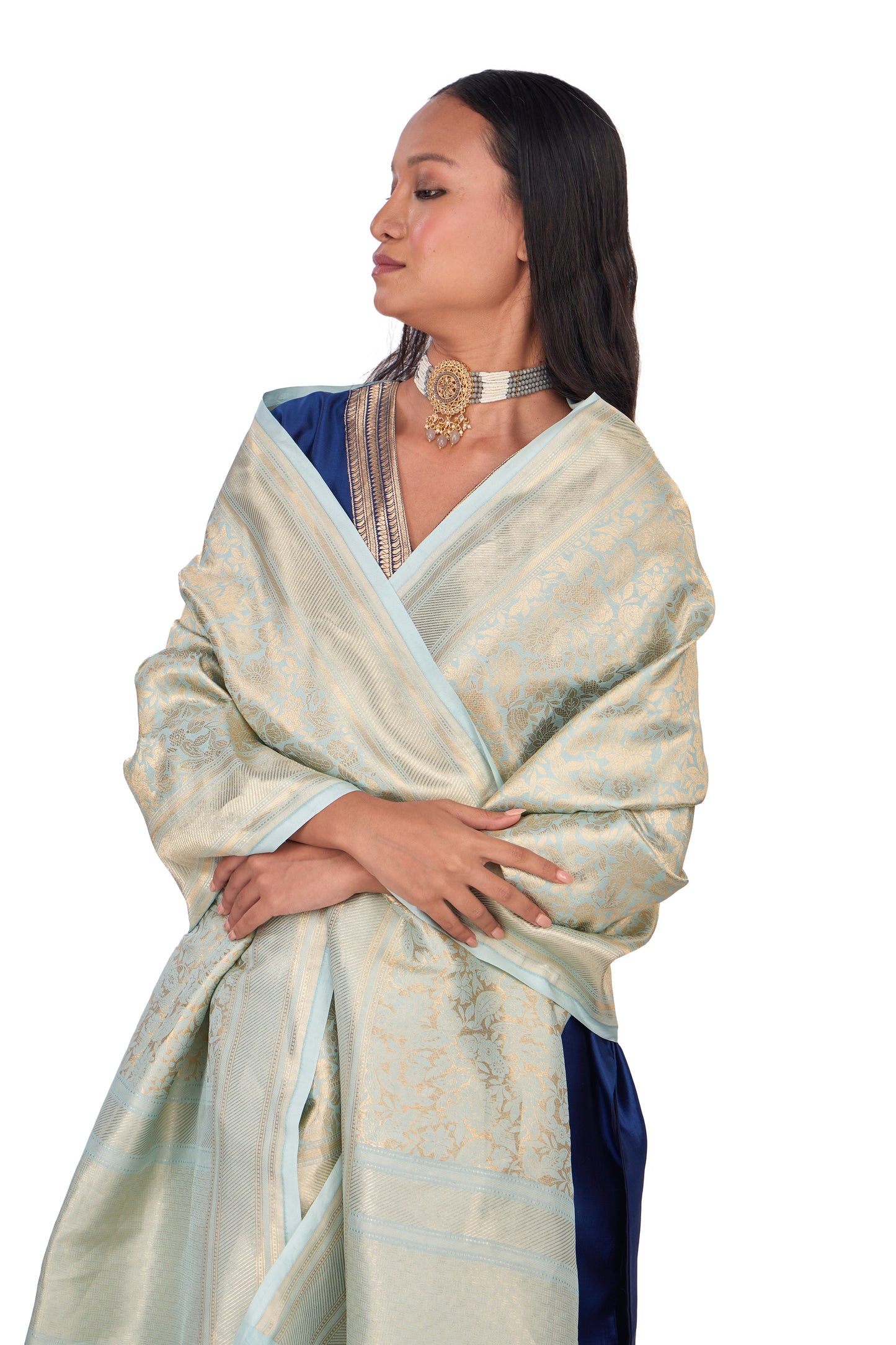 Sky Blue Katan silk Dupatta