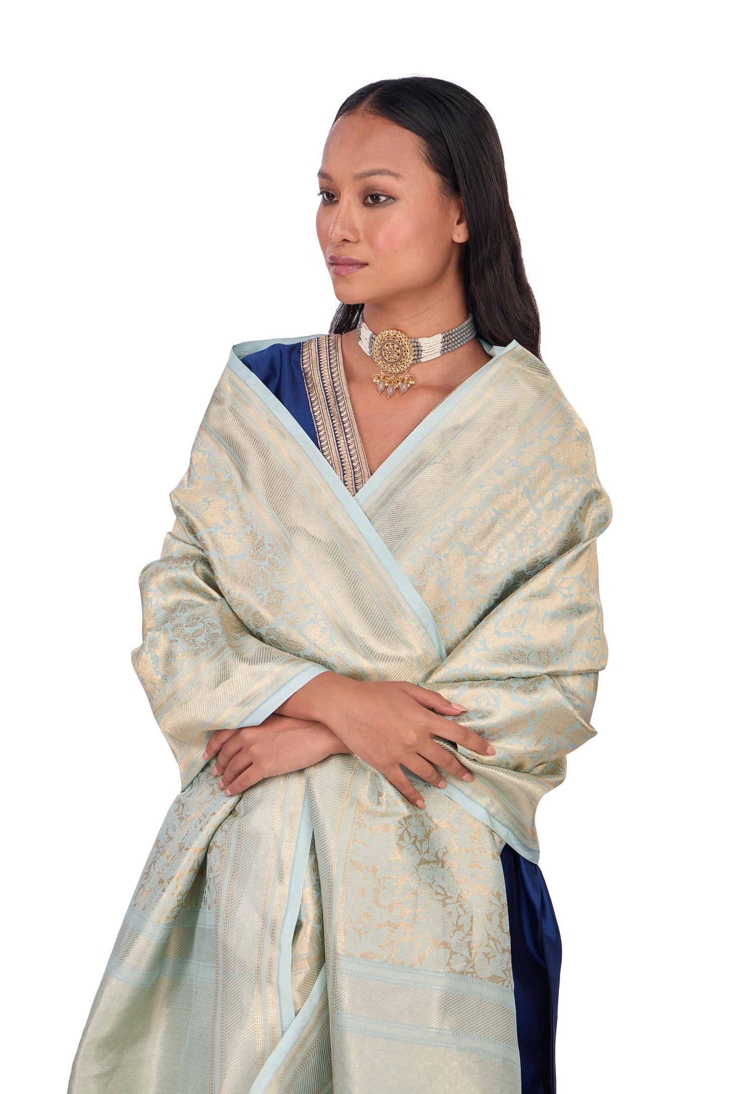 Sky Blue Katan silk Dupatta