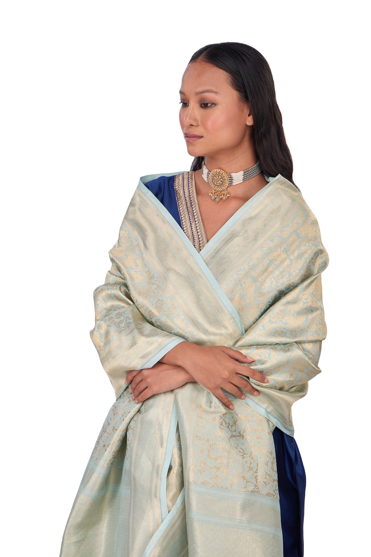 Sky Blue Katan silk Dupatta