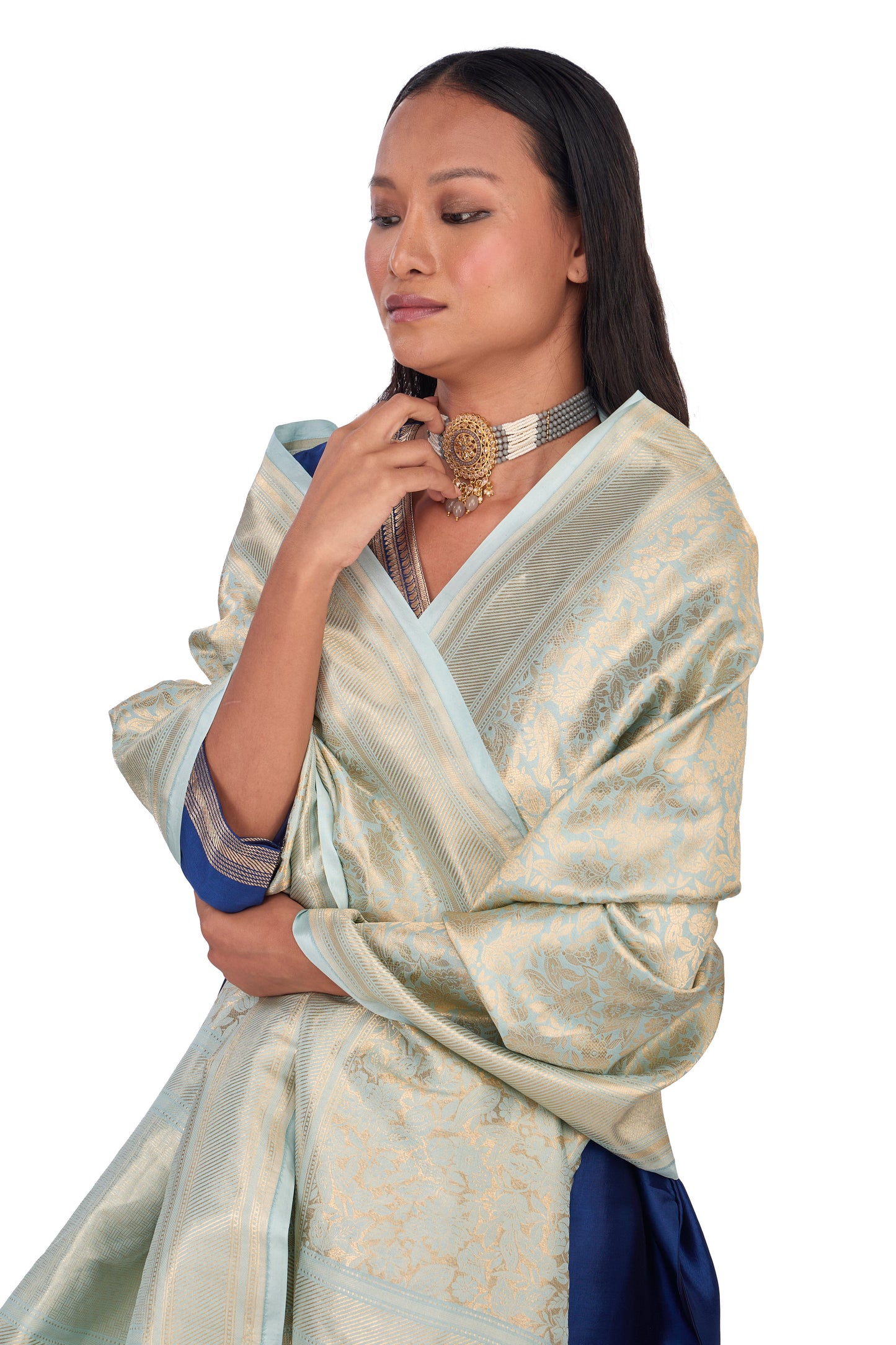 Sky Blue Katan silk Dupatta