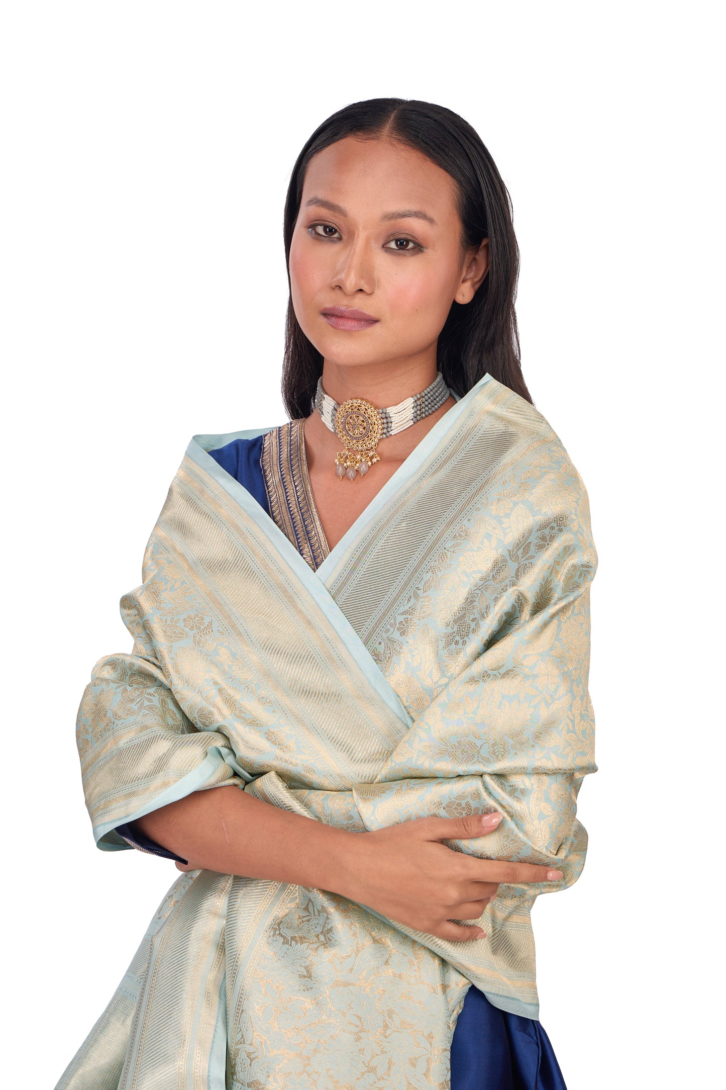 Sky Blue Katan silk Dupatta