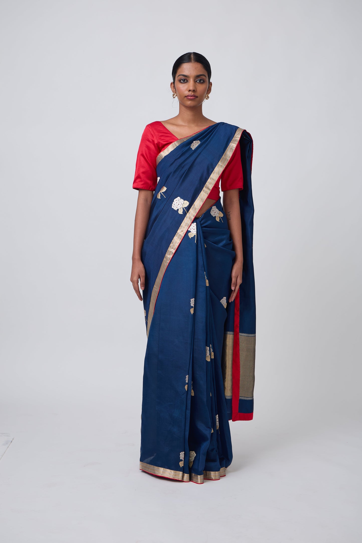 Booti -Navy Blue Silk Saree