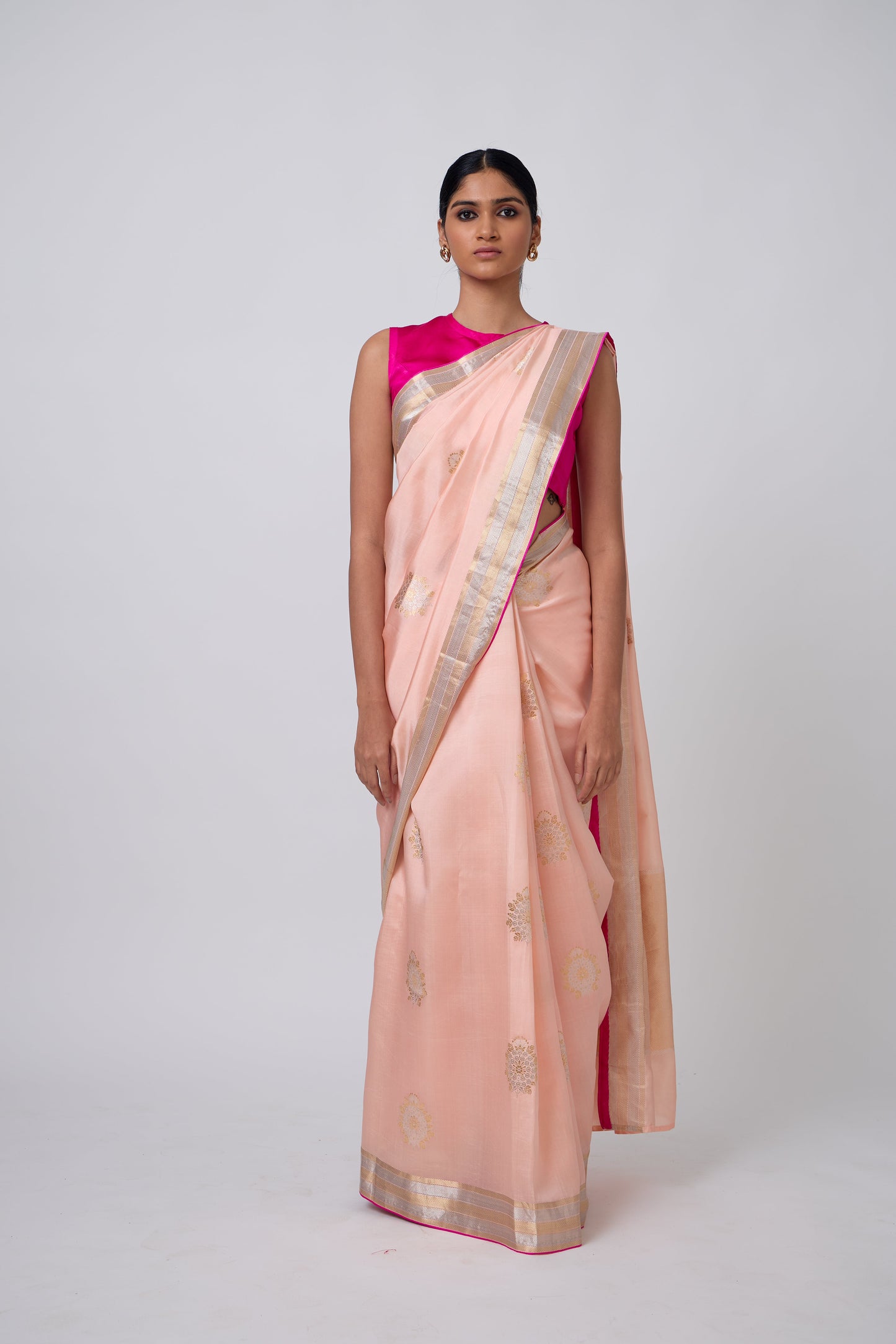 Booti - Peach Silk Saree