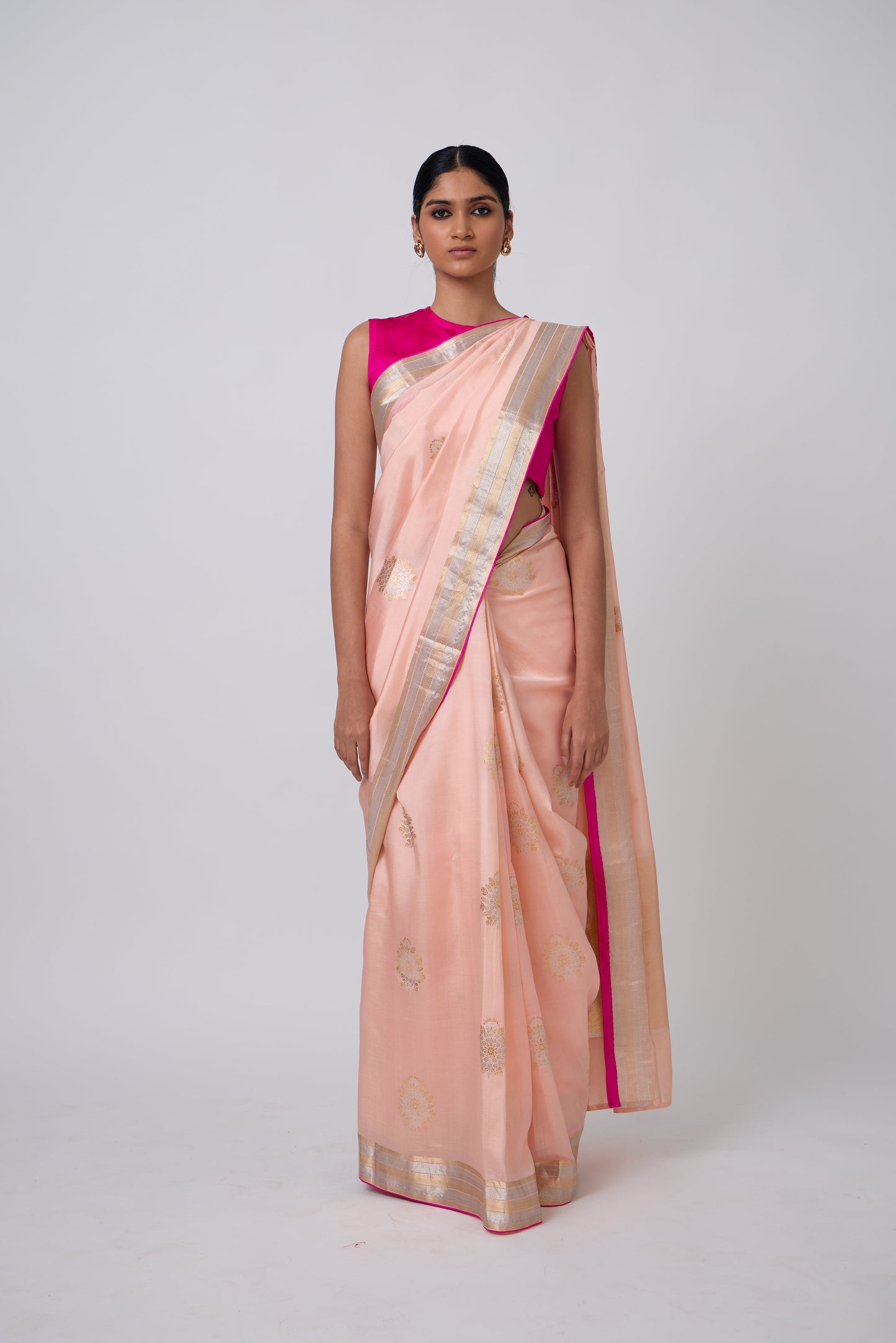 Booti - Peach Silk Saree