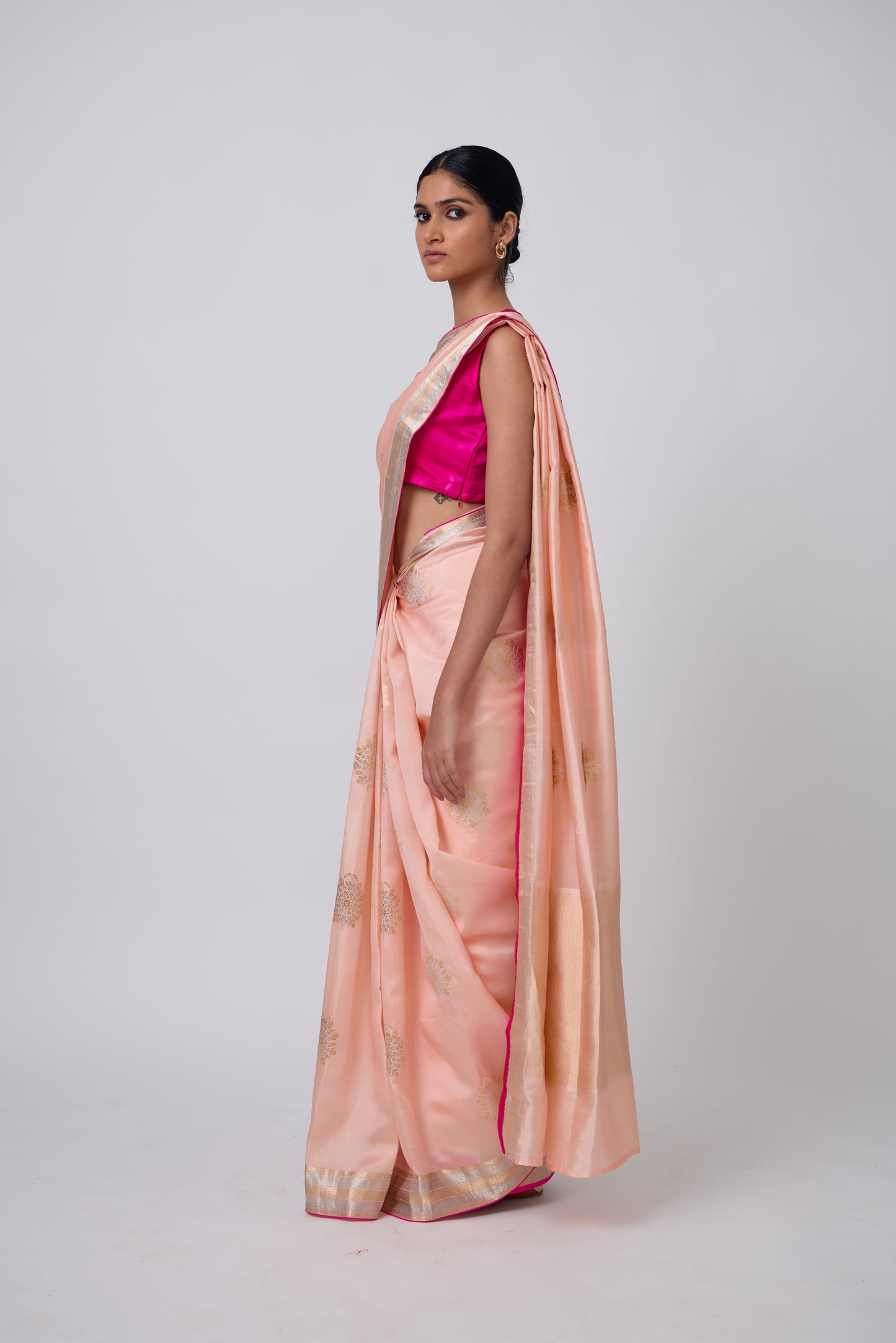 Booti - Peach Silk Saree