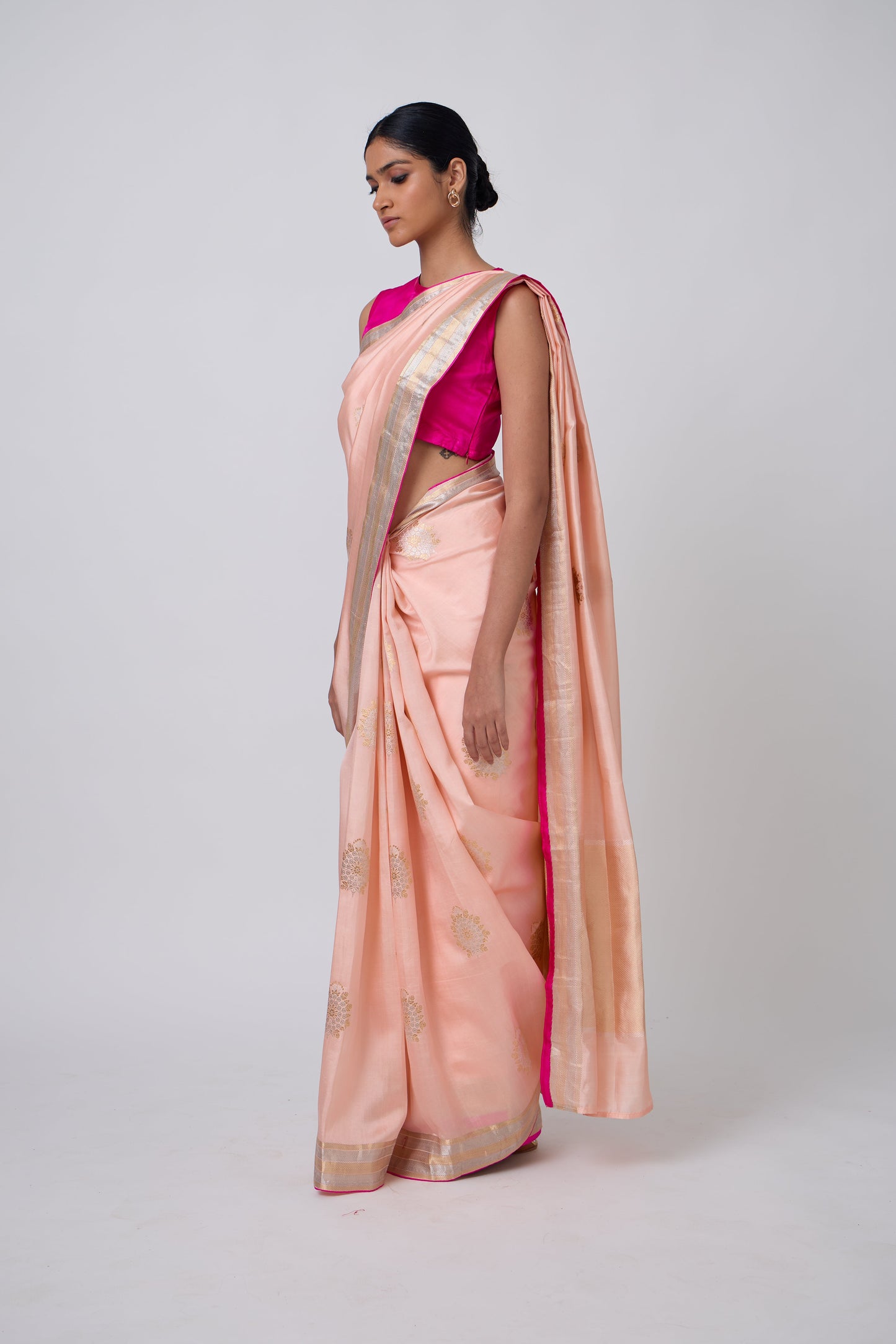 Booti - Peach Silk Saree