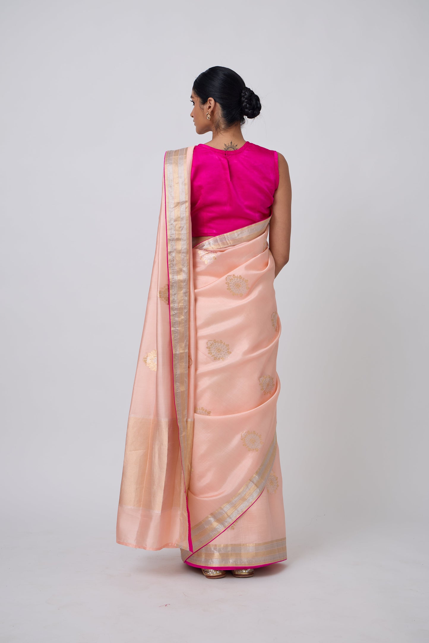 Booti - Peach Silk Saree