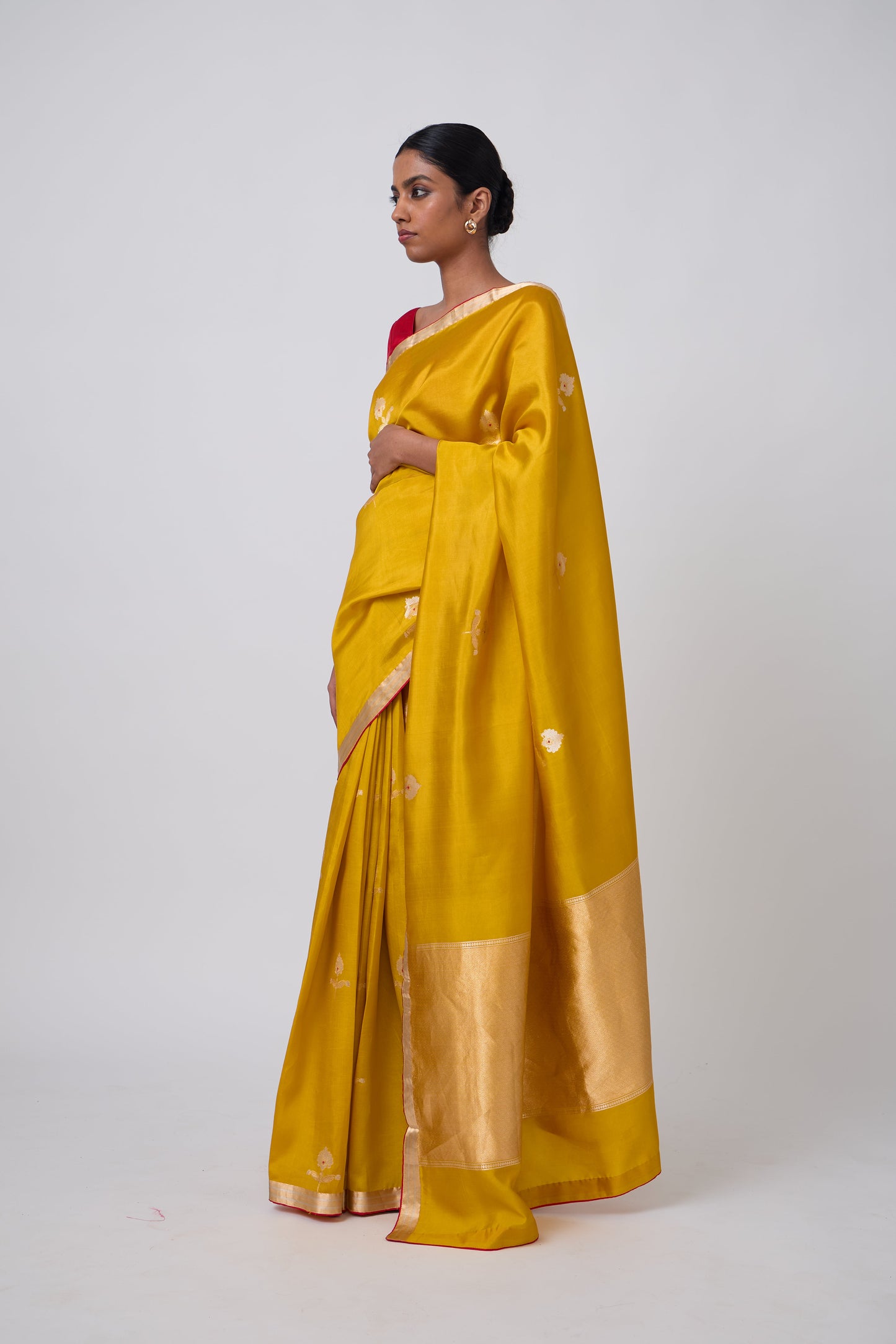 Booti - Mustard Silk Saree