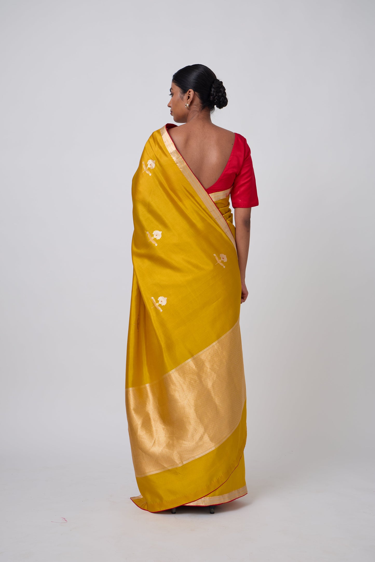 Booti - Mustard Silk Saree