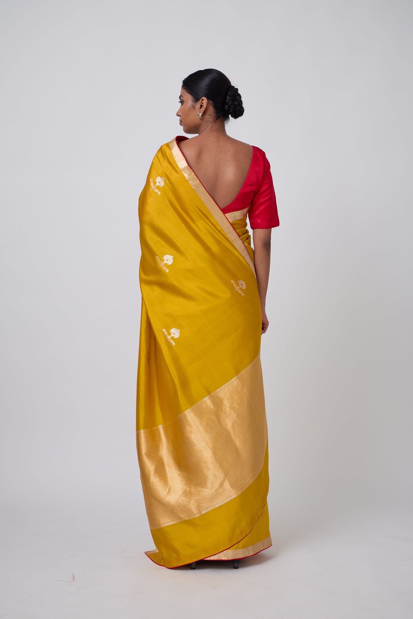 Booti - Mustard Silk Saree