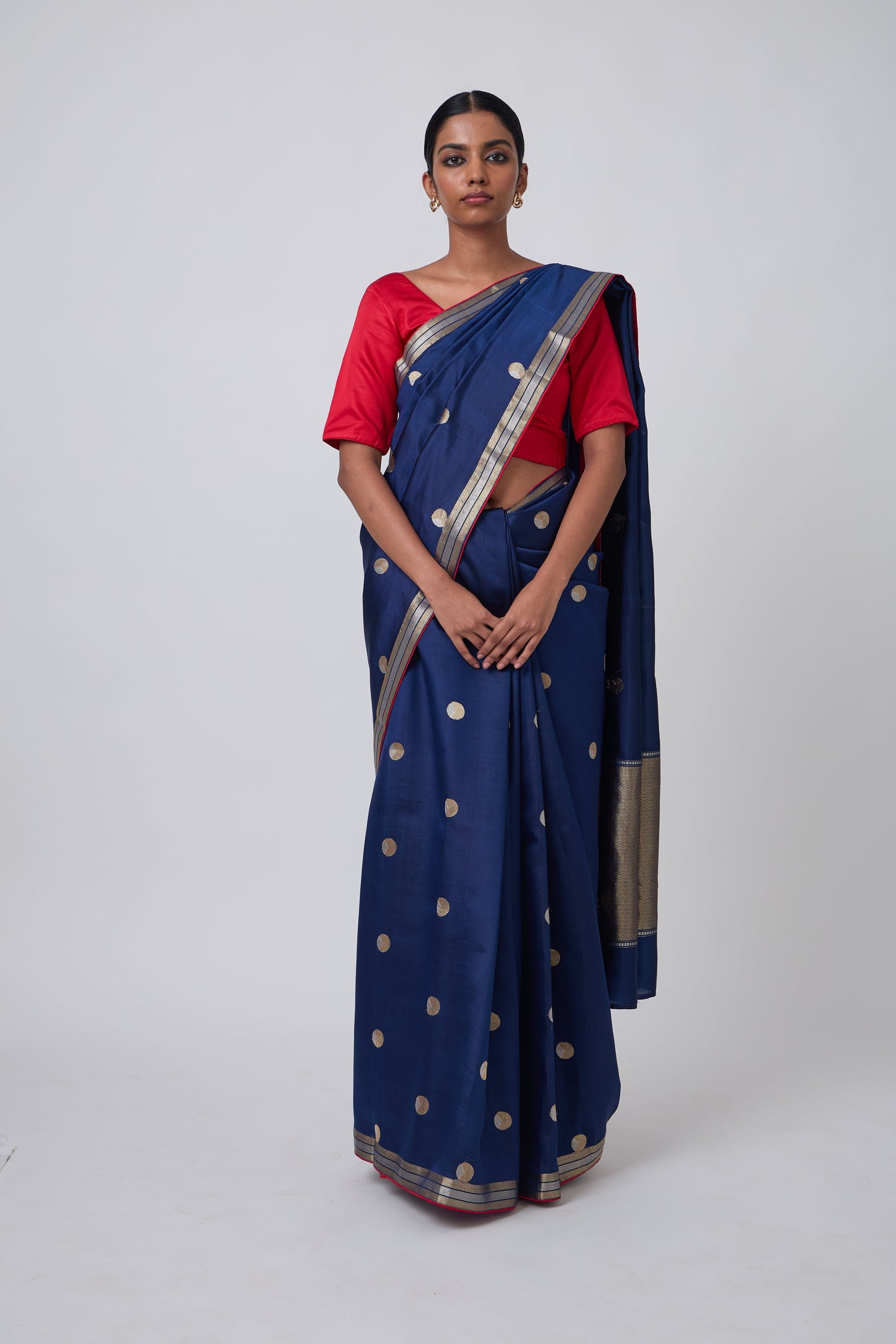 Booti - Navy Blue Silk Saree