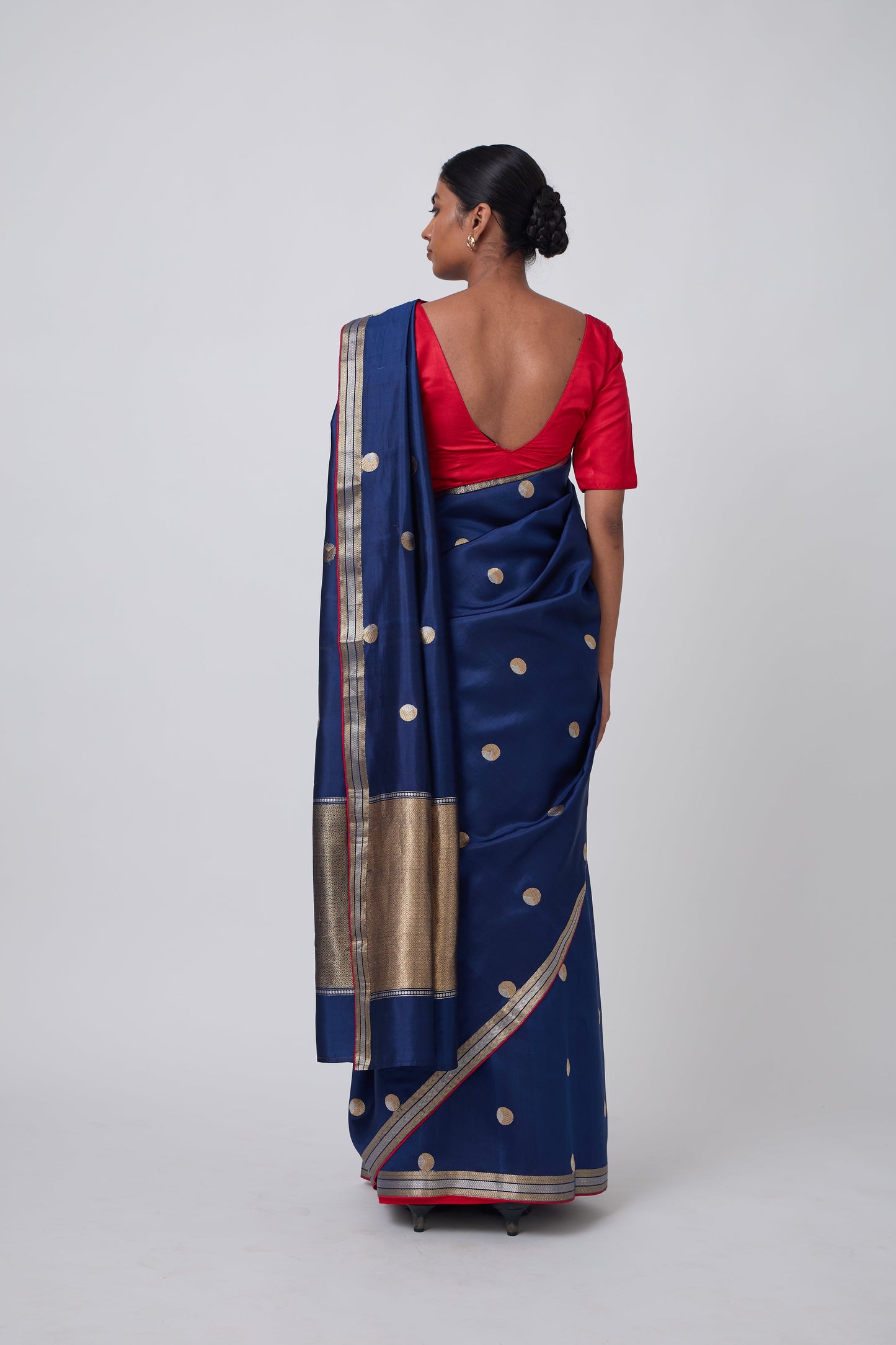 Booti - Navy Blue Silk Saree