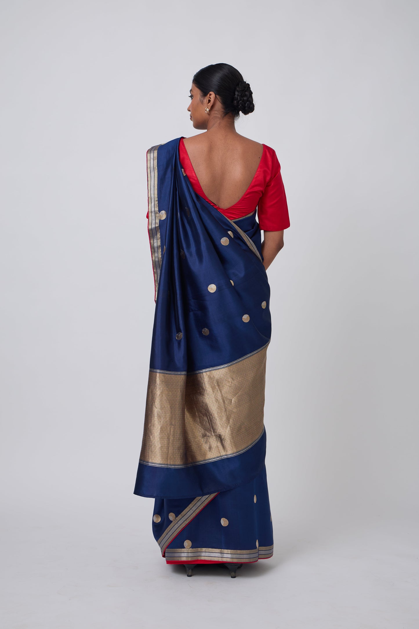 Booti - Navy Blue Silk Saree