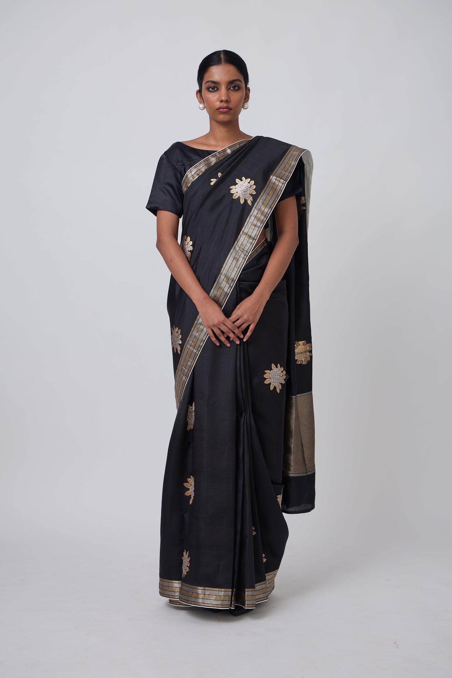 Booti - Black Silk Saree