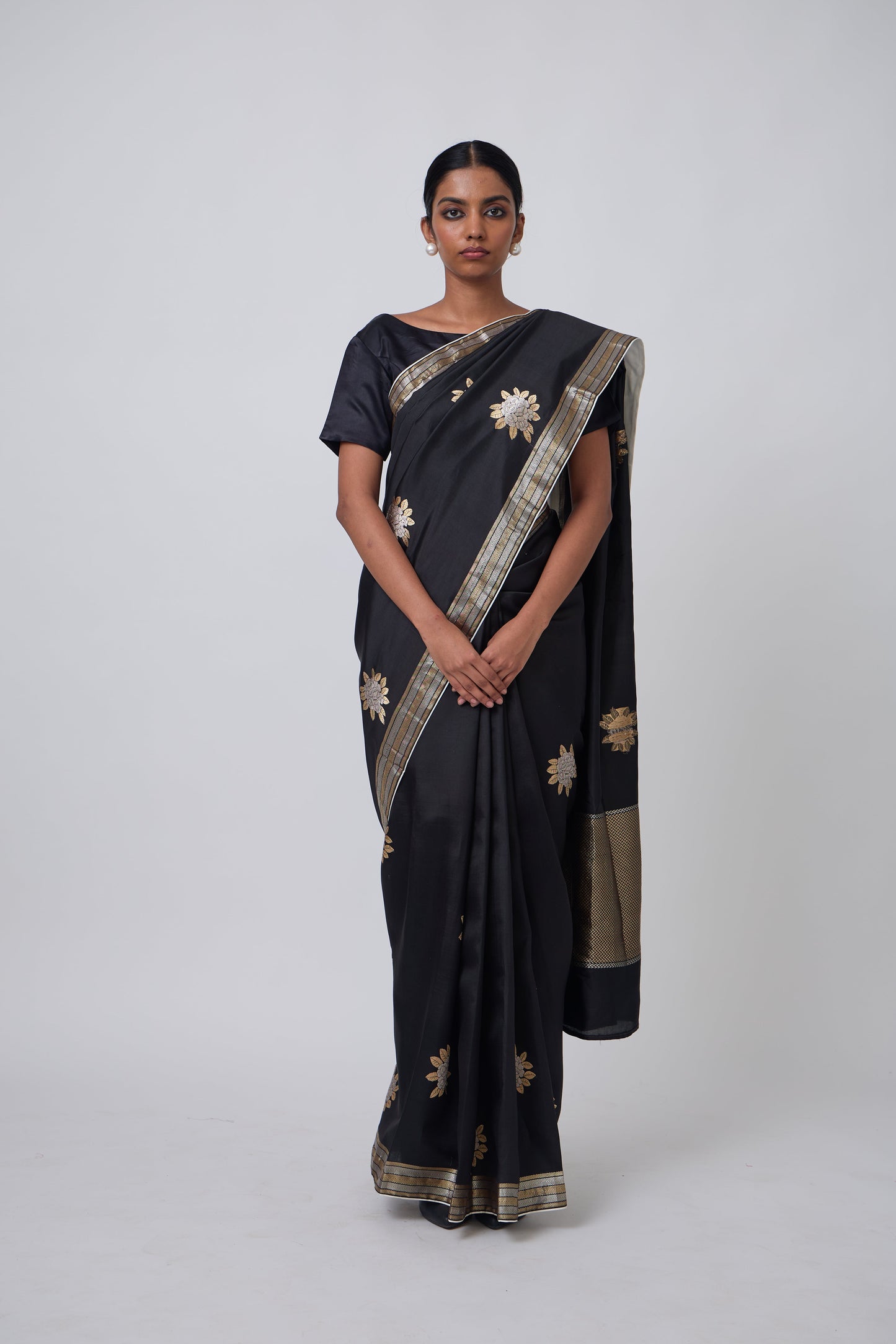 Booti - Black Silk Saree