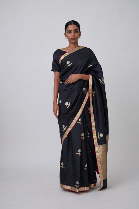 Booti - Black Silk Saree