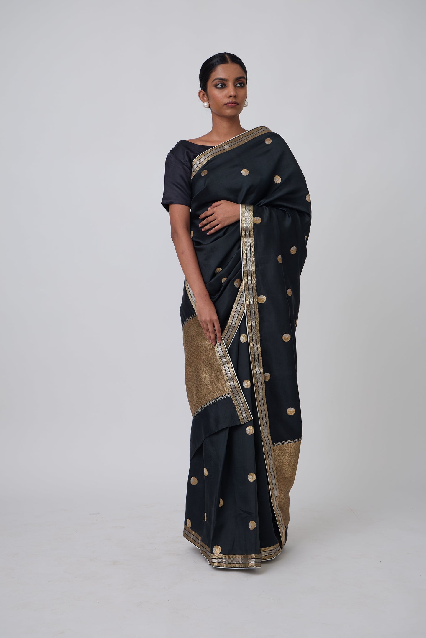 Booti - Black Silk Saree
