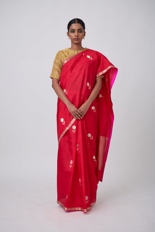 Booti - Red Silk Saree