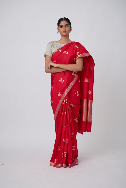 Booti - Red Silk Saree,
