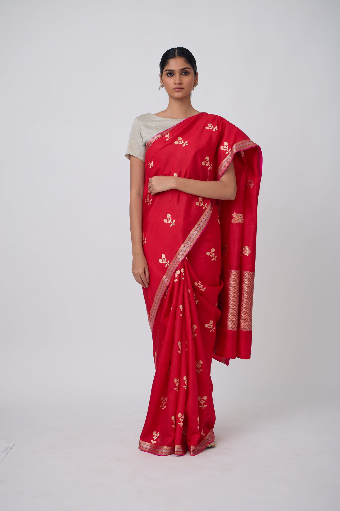Booti - Red Silk Saree,