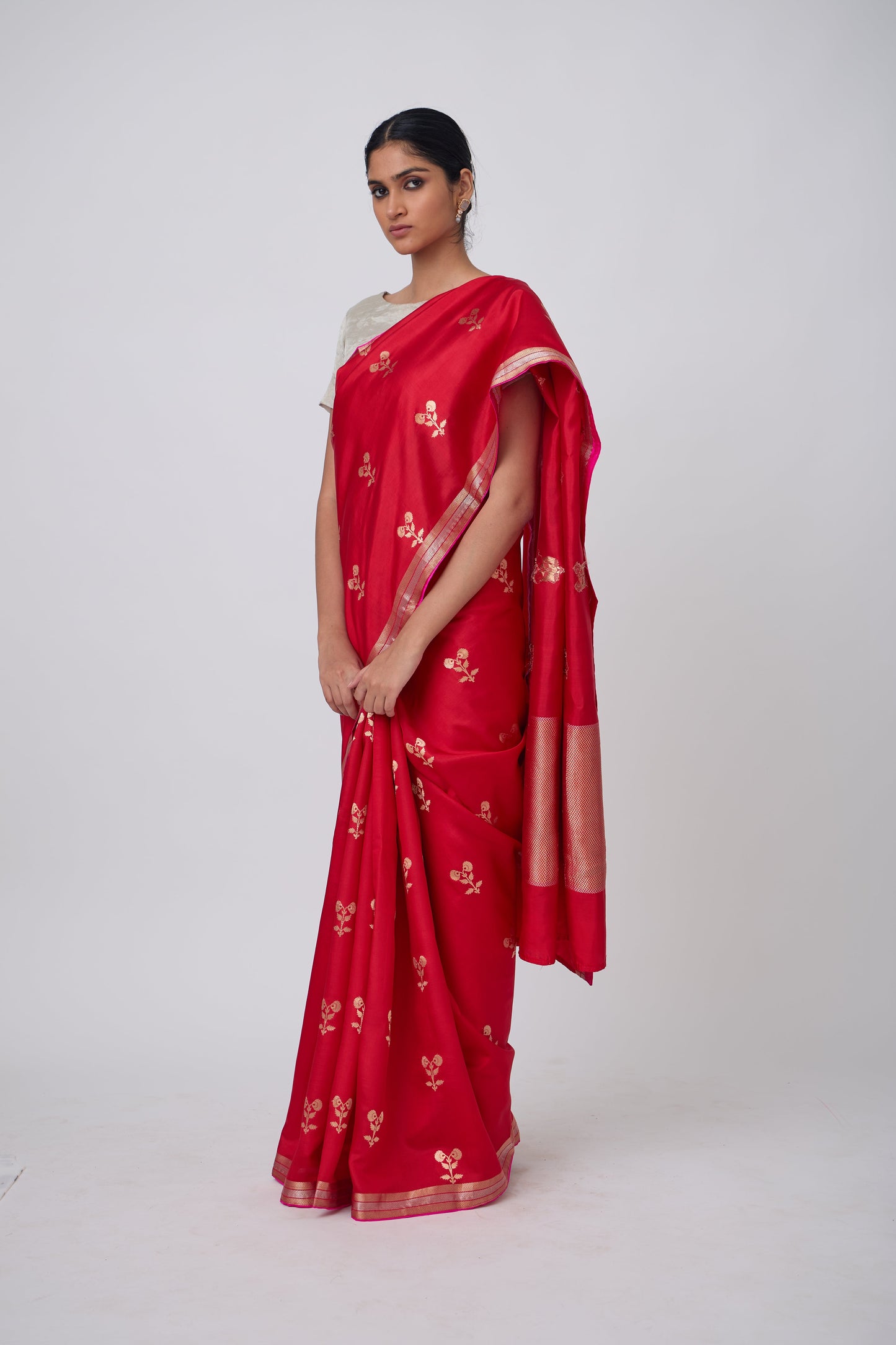Booti - Red Silk Saree,
