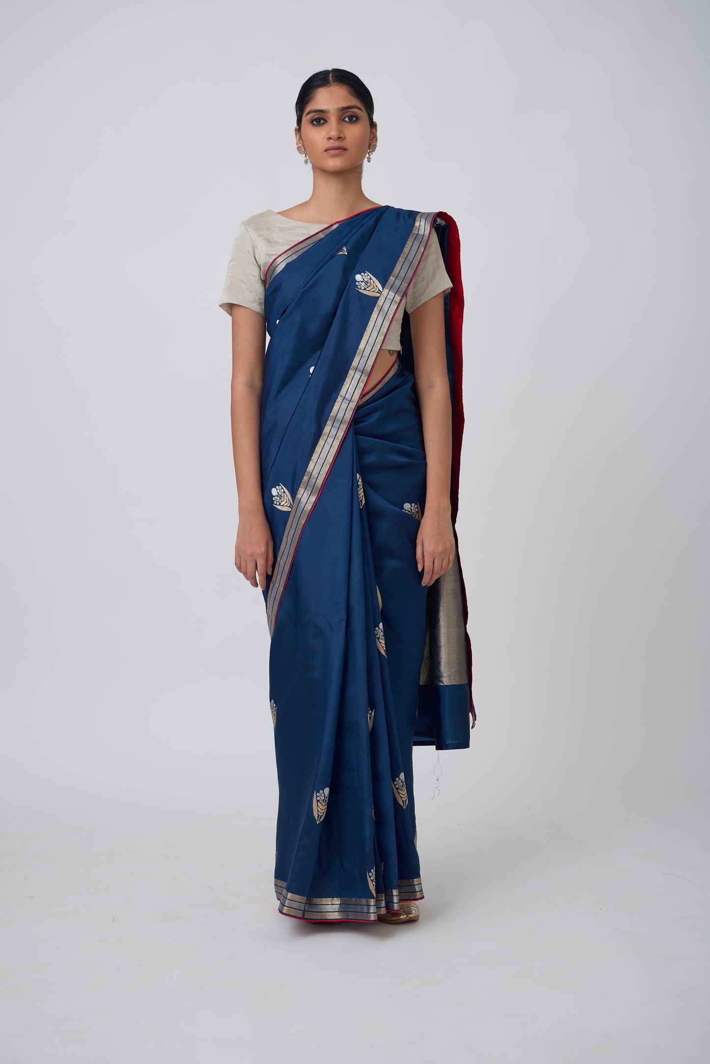 Booti - German Blue Silk Saree