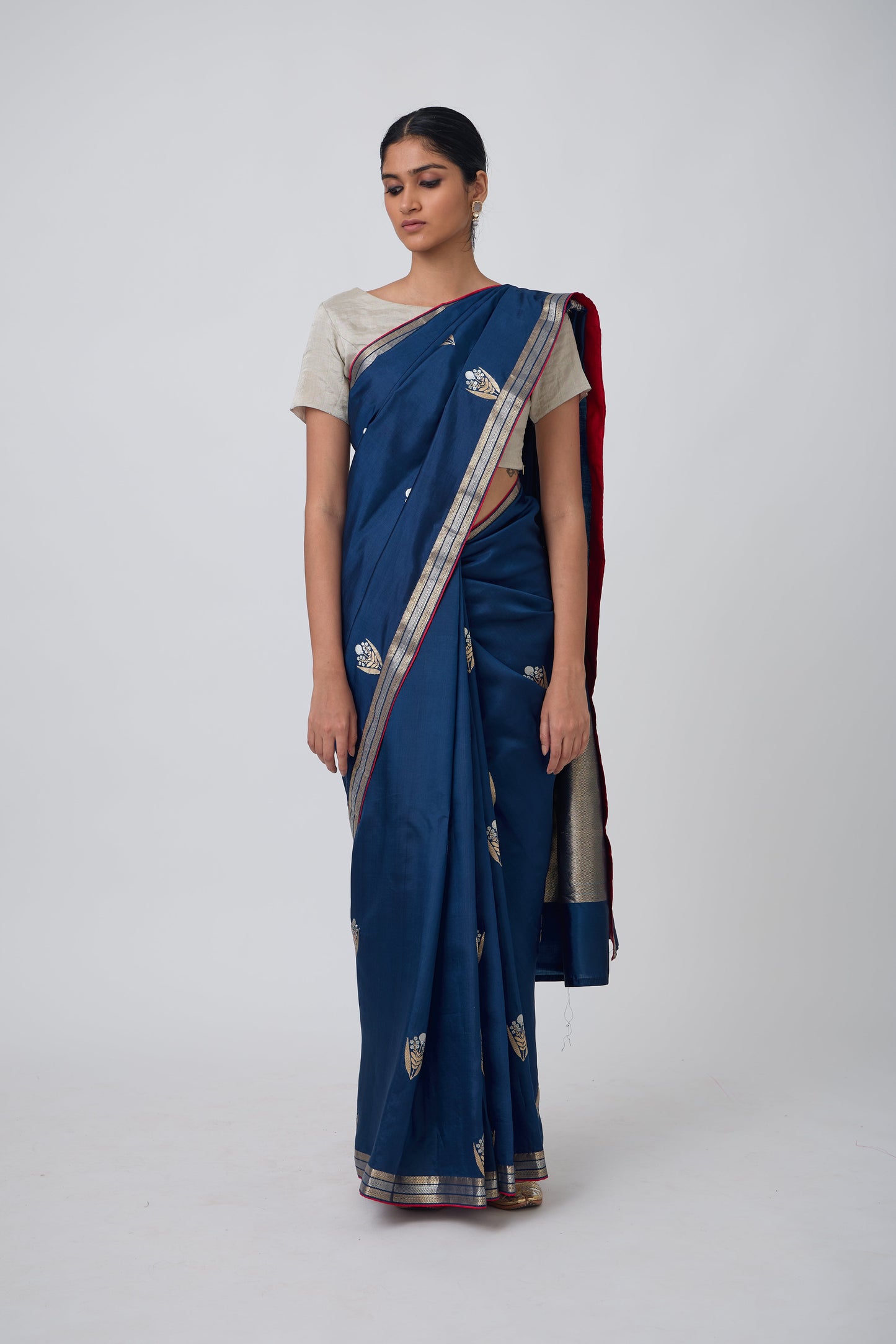 Booti - German Blue Silk Saree