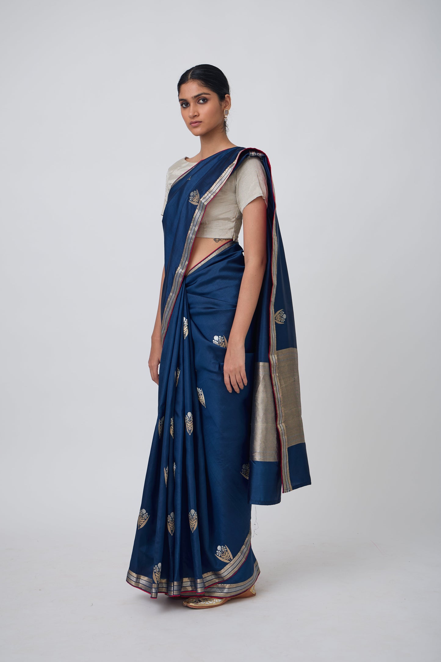 Booti - German Blue Silk Saree