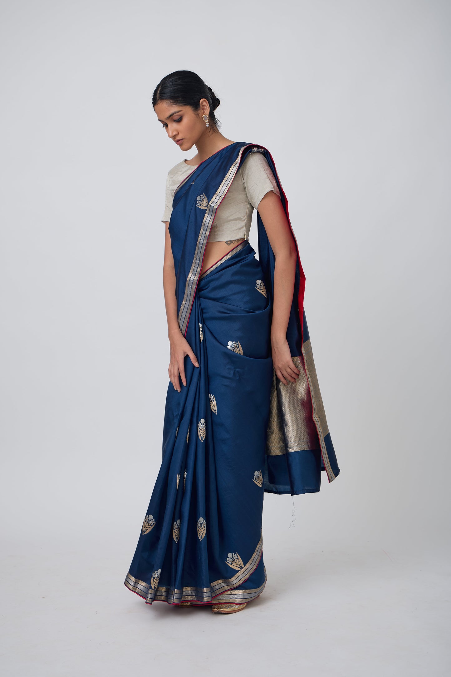 Booti - German Blue Silk Saree
