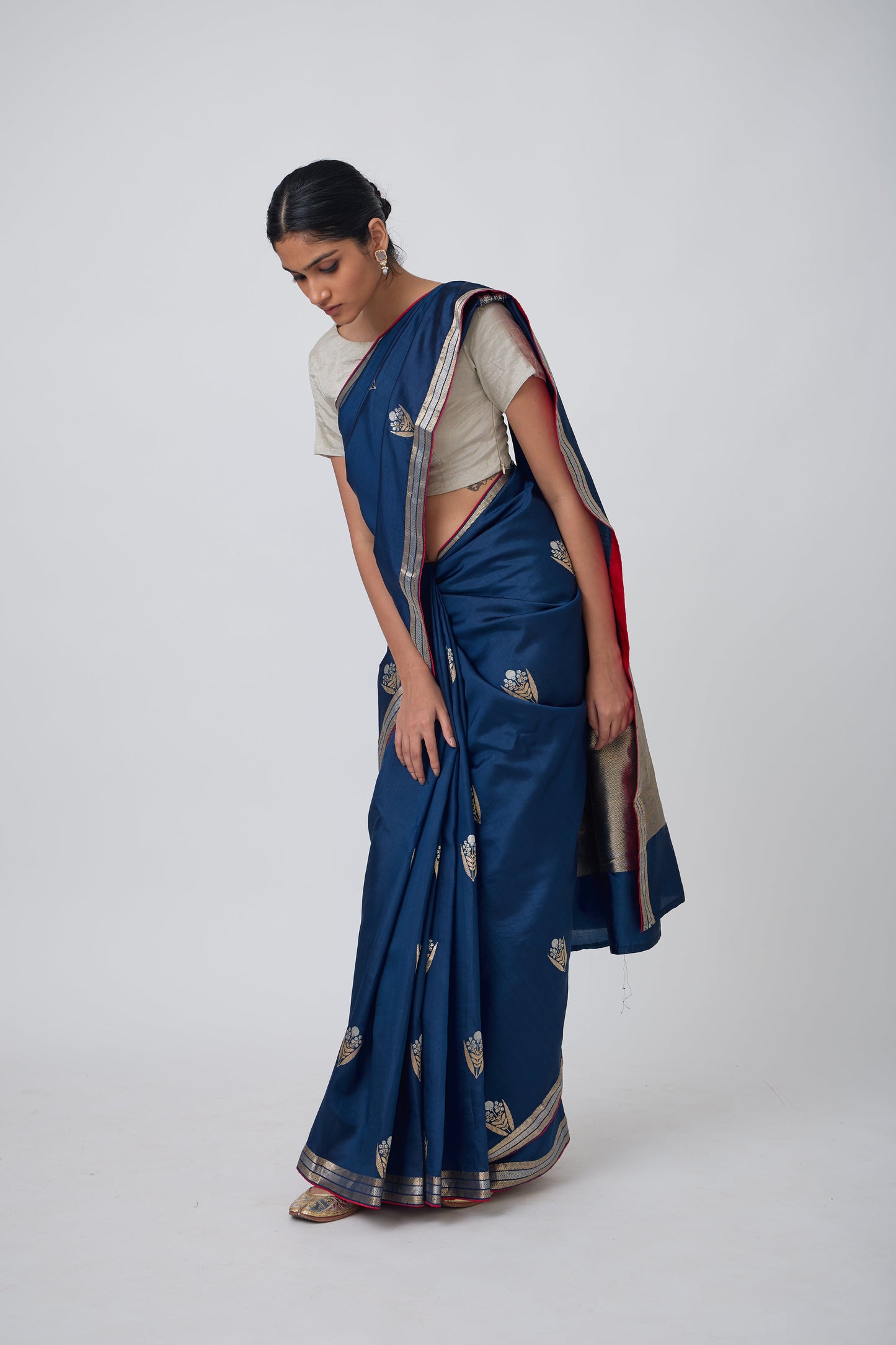 Booti - German Blue Silk Saree