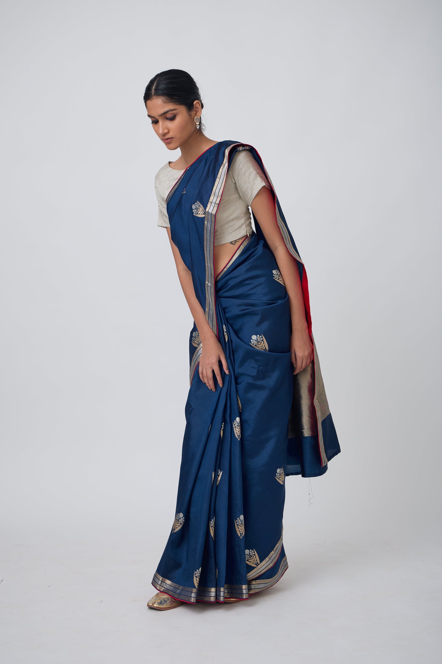 Booti - German Blue Silk Saree