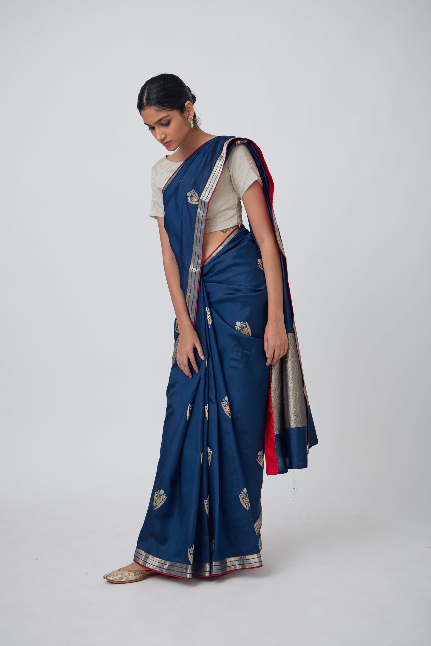 Booti - German Blue Silk Saree