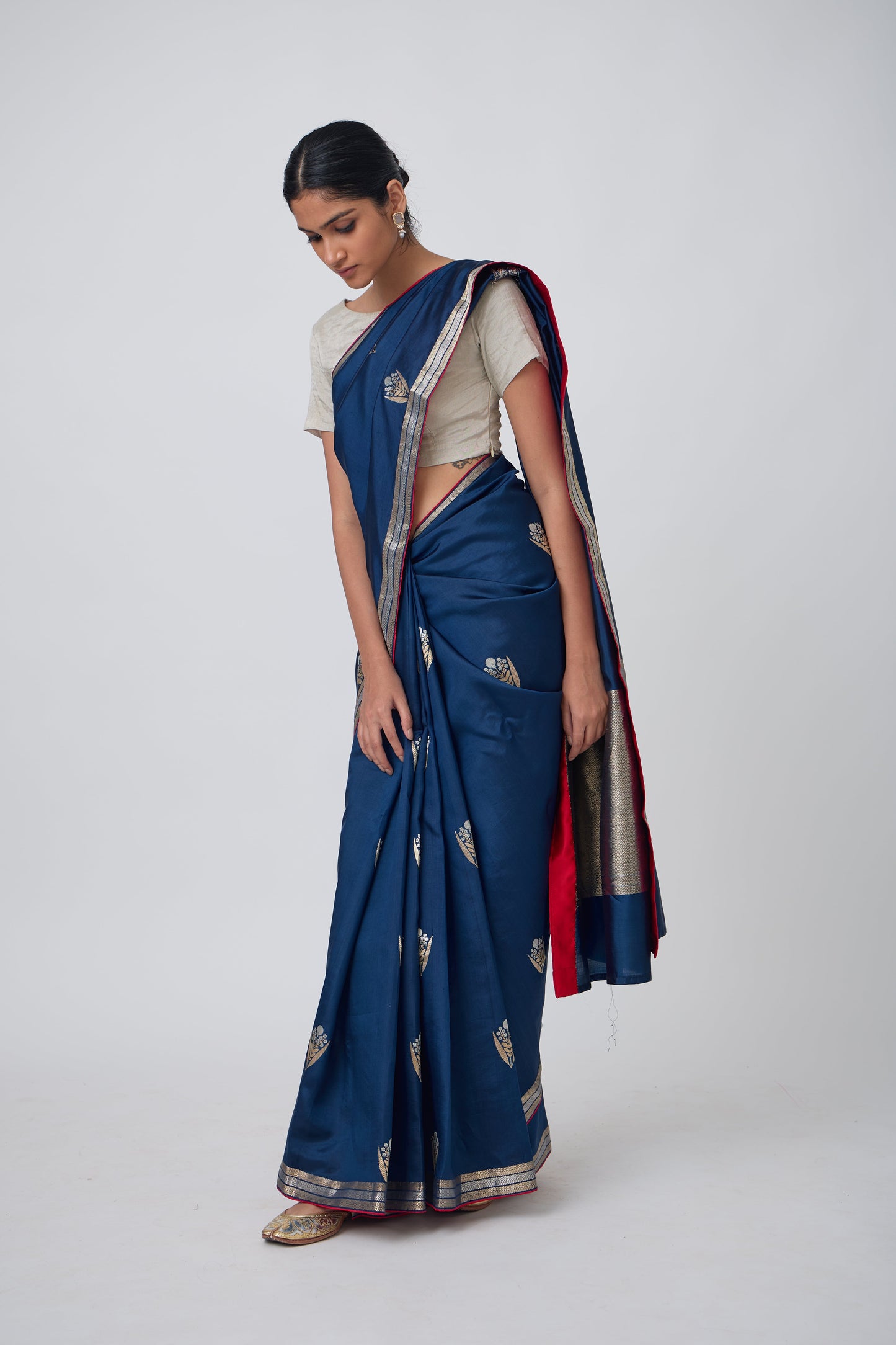 Booti - German Blue Silk Saree
