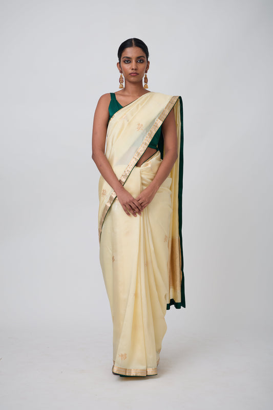 Booti - Light Lemon Silk Saree