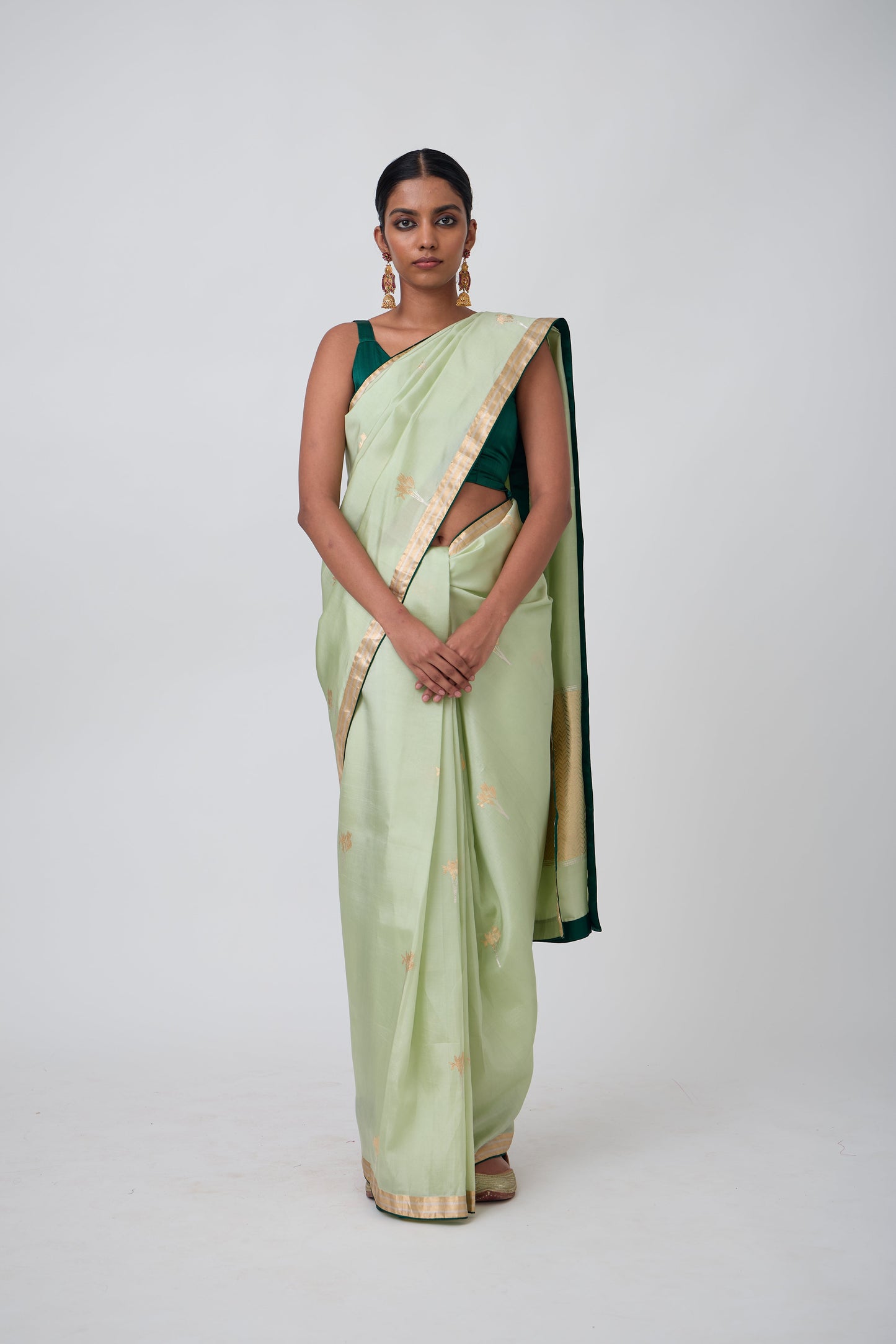 Booti - Sea Green Silk Saree