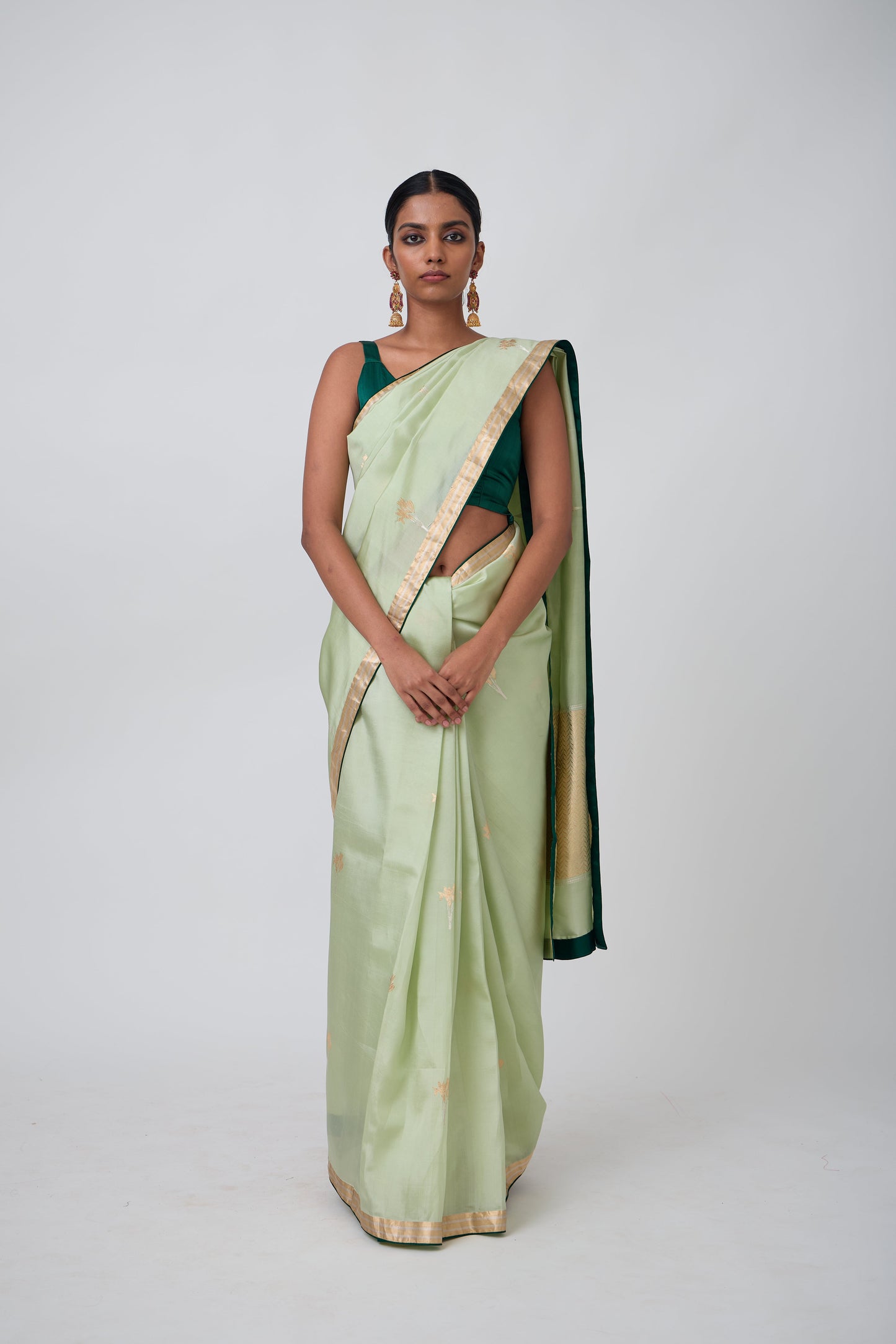 Booti - Sea Green Silk Saree