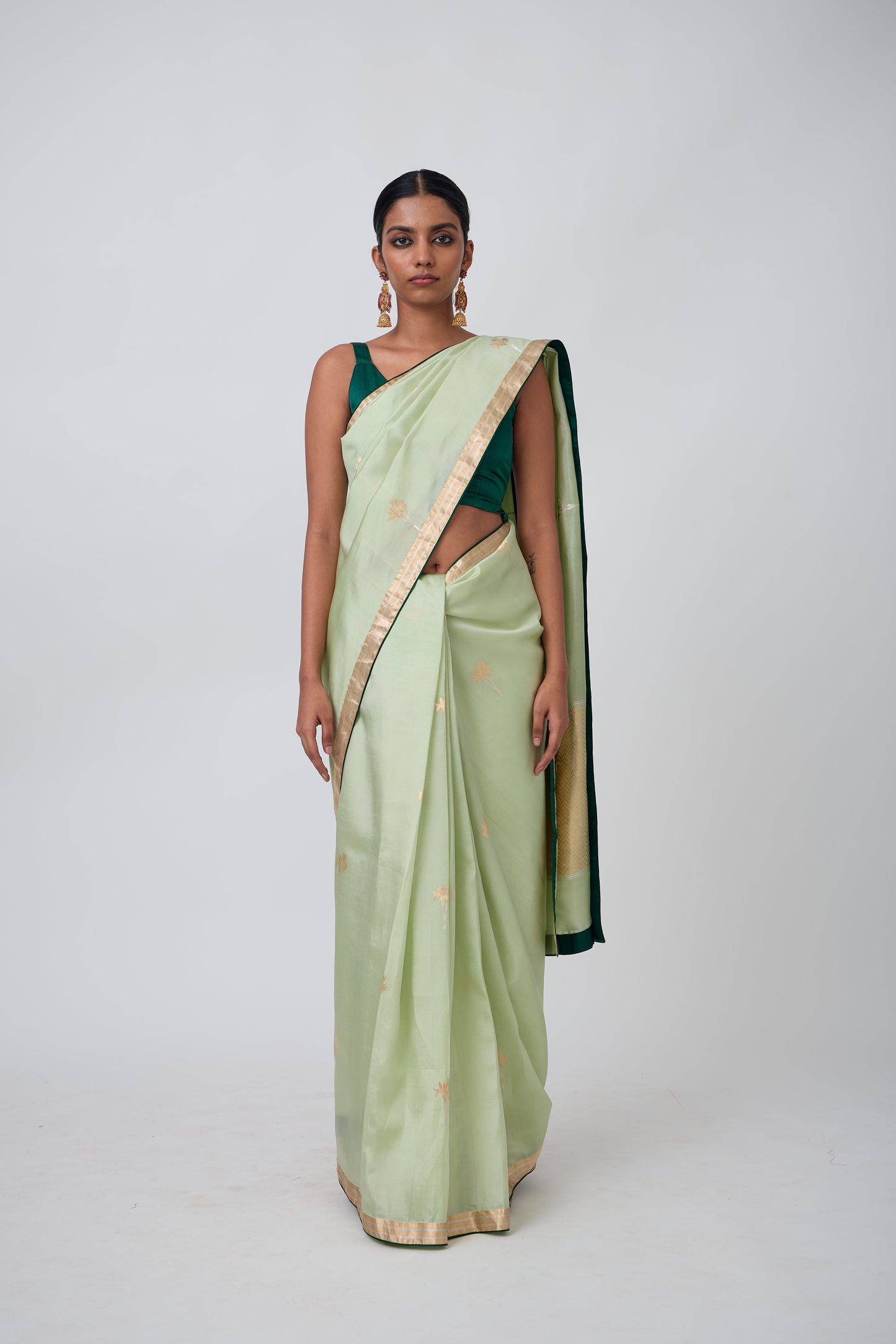 Booti - Sea Green Silk Saree