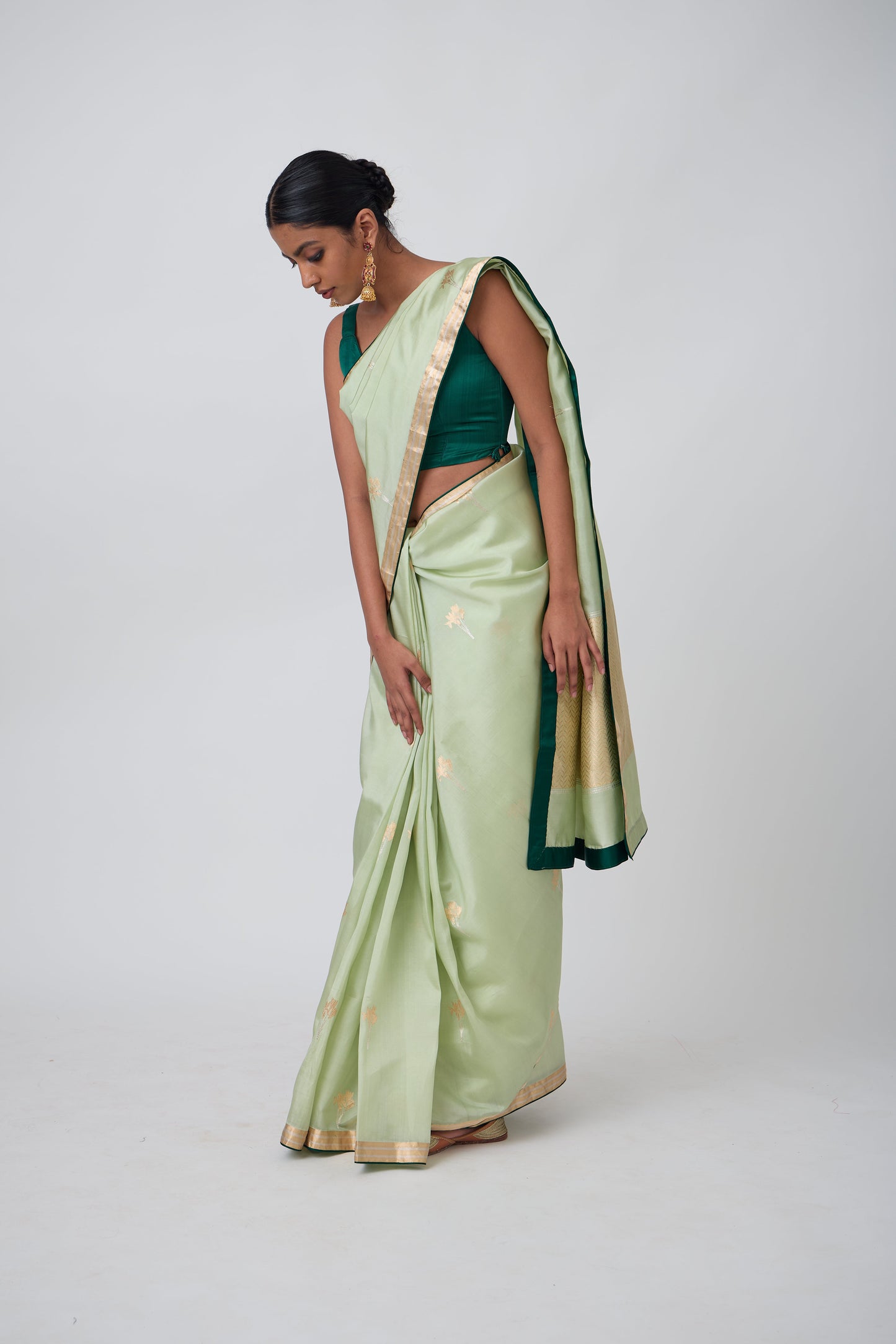 Booti - Sea Green Silk Saree