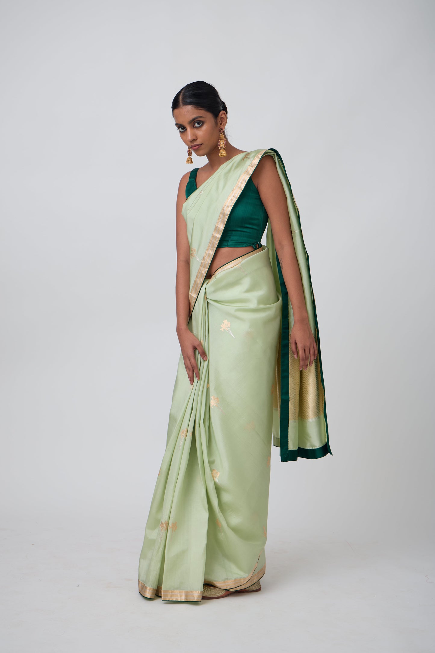 Booti - Sea Green Silk Saree
