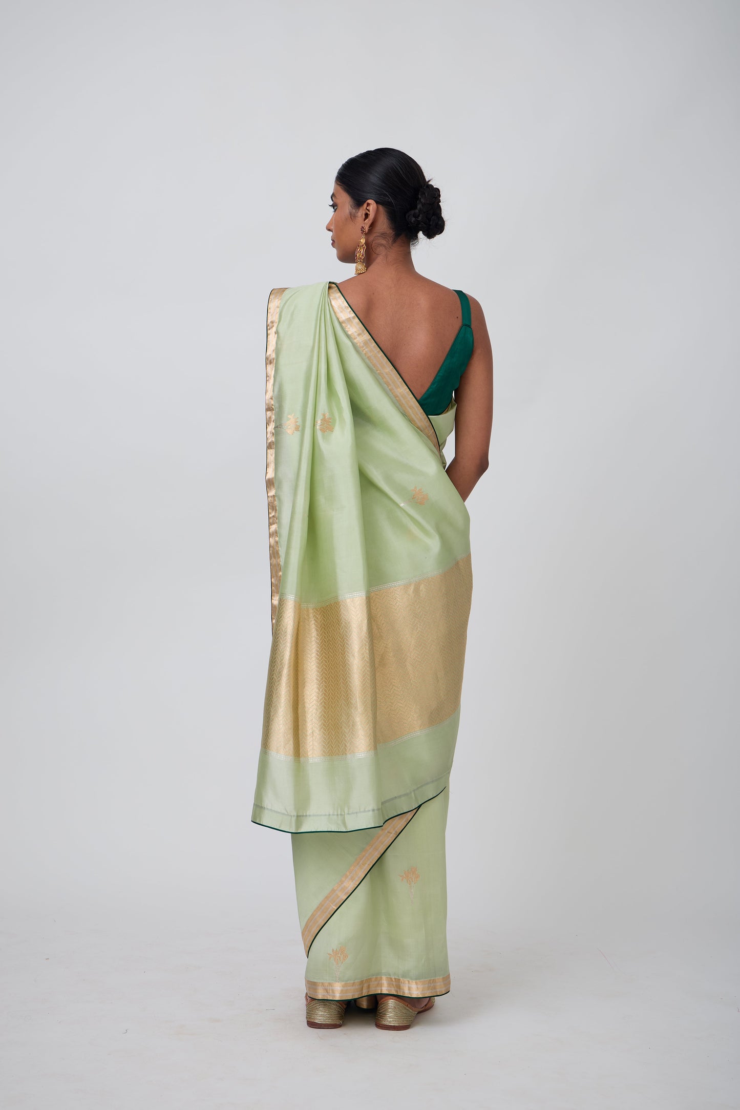 Booti - Sea Green Silk Saree