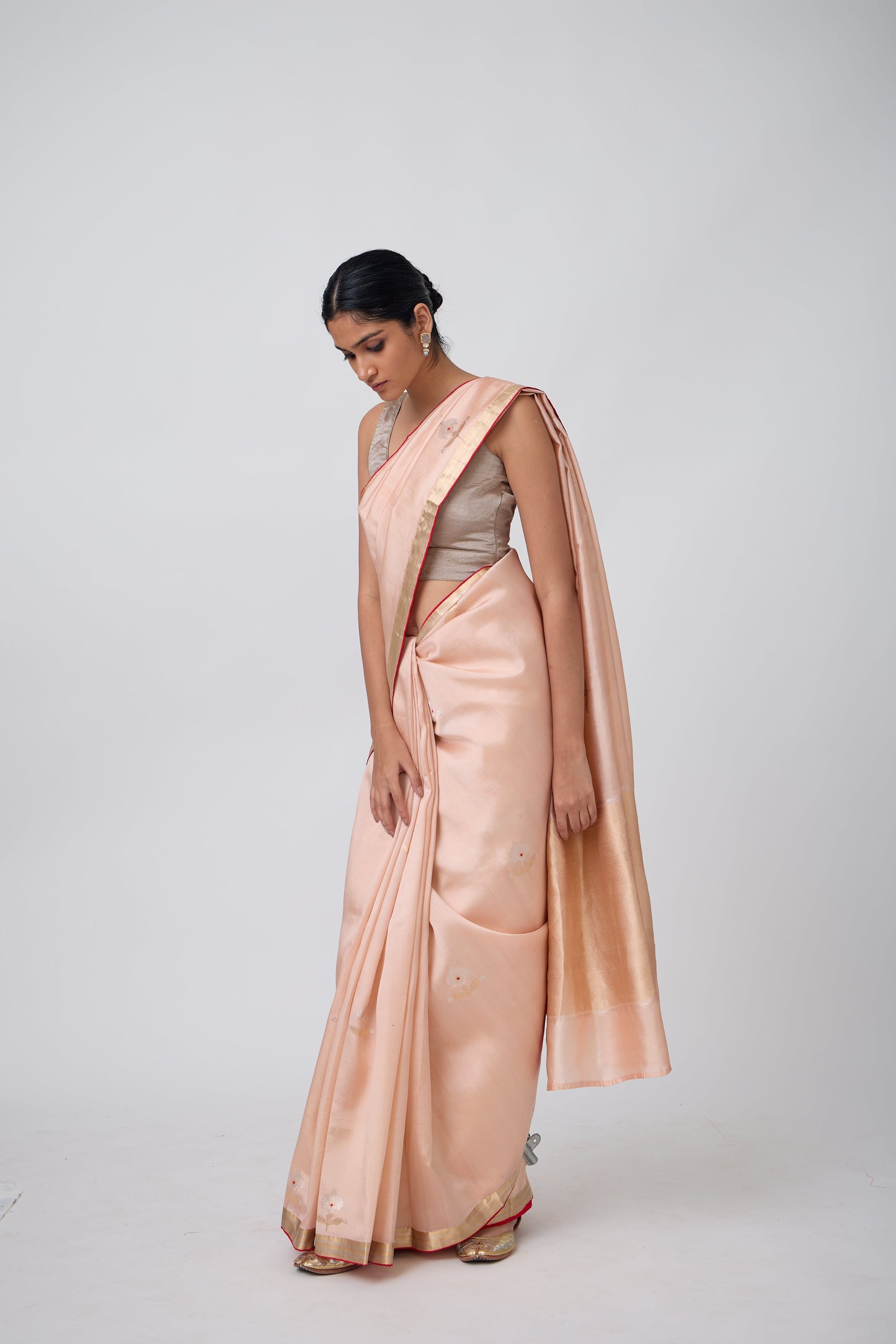 Booti - Peach Silk Saree,