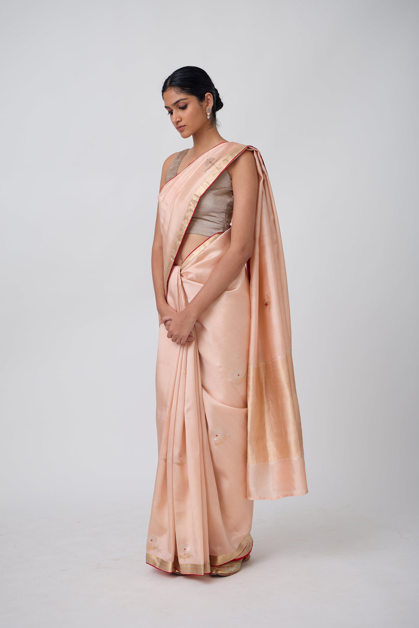 Booti - Peach Silk Saree,