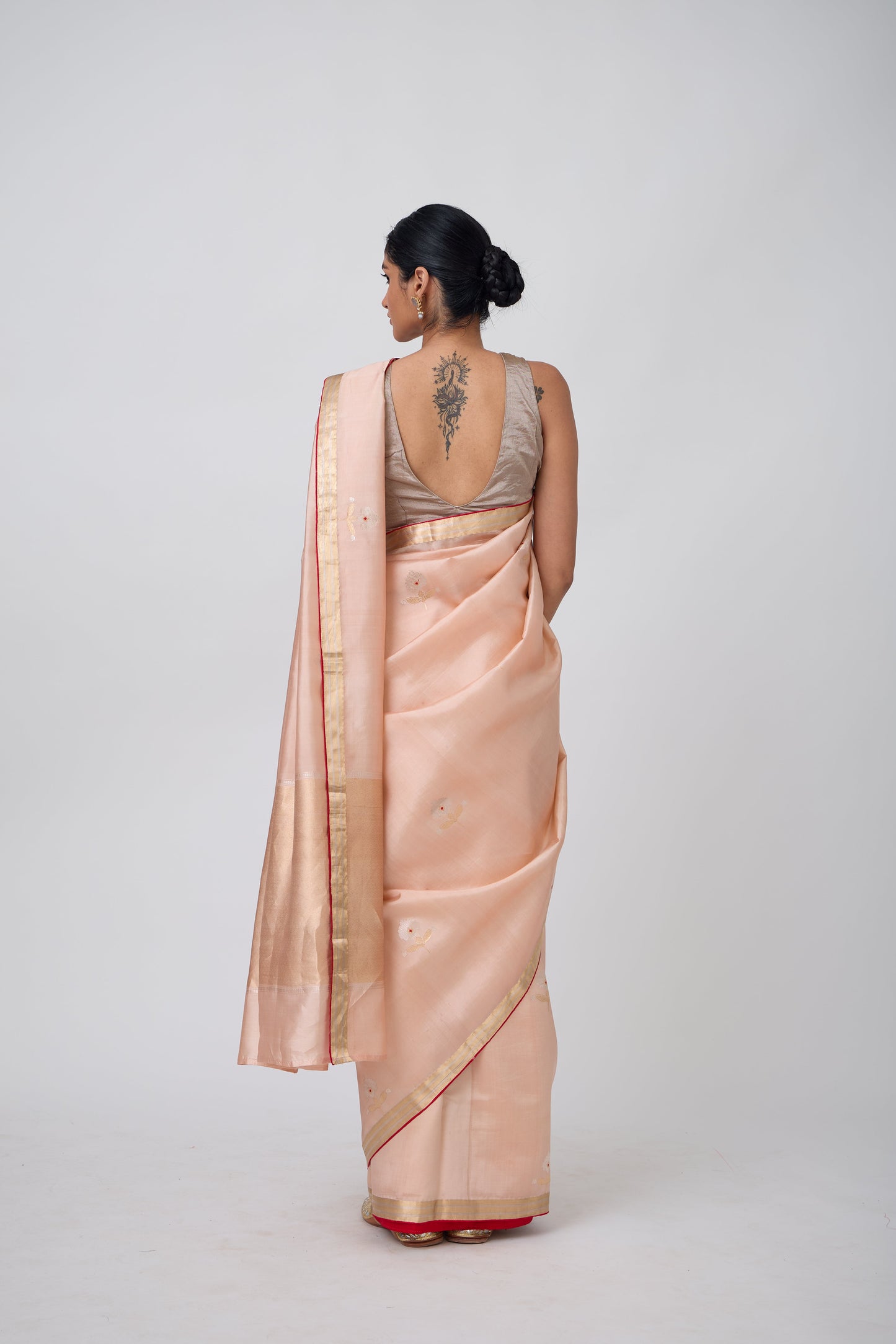 Booti - Peach Silk Saree,