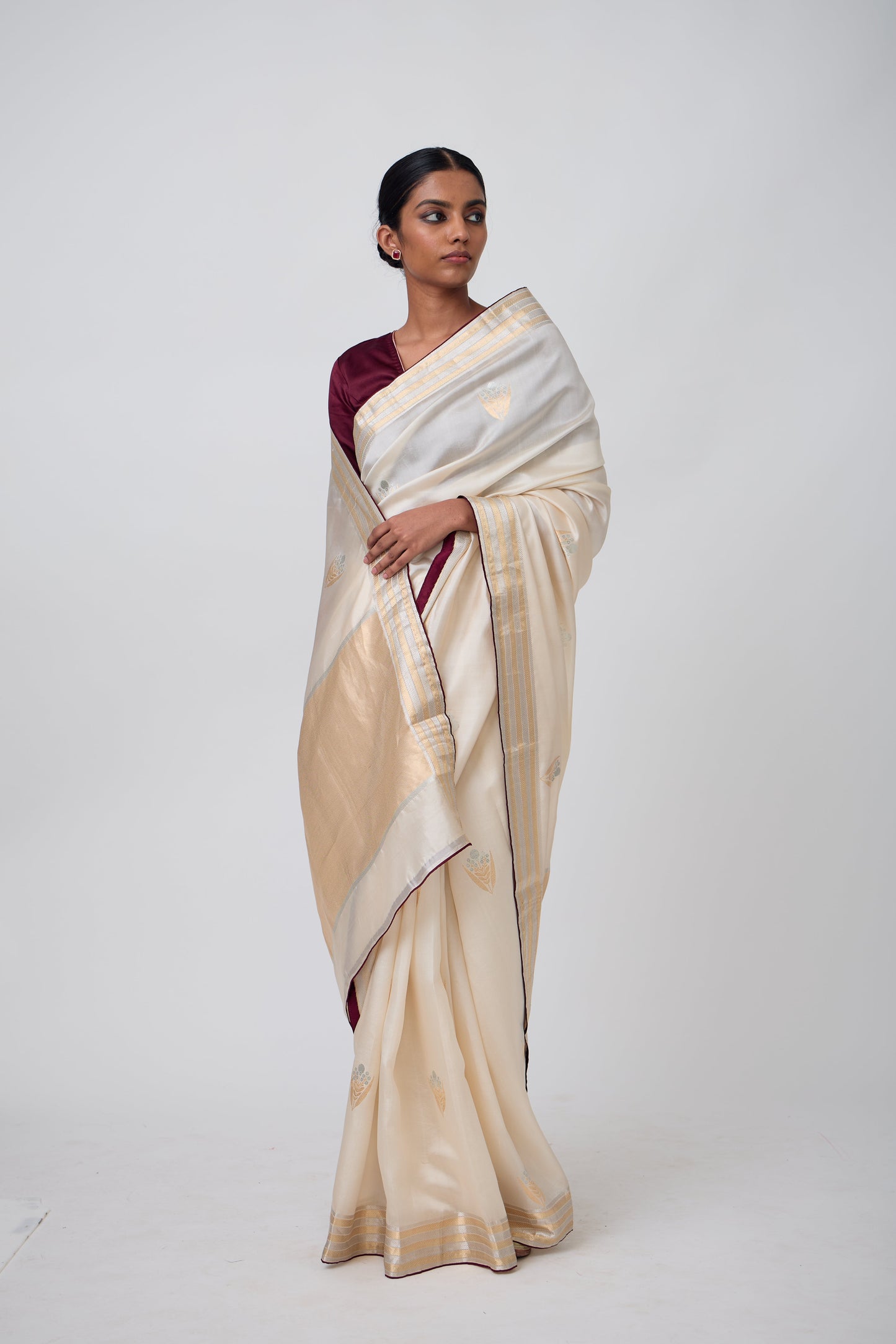 Booti - Beige Silk Saree,