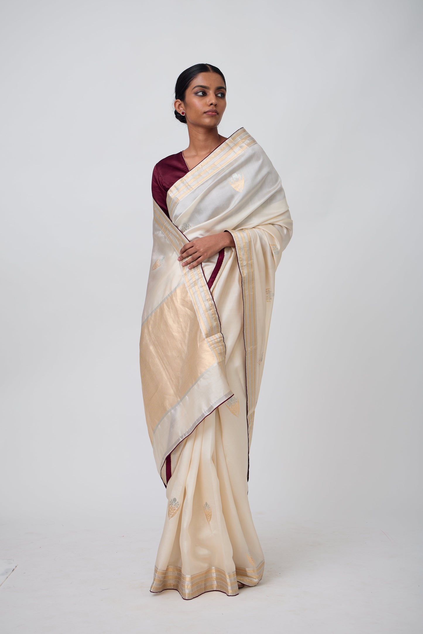 Booti - Beige Silk Saree,