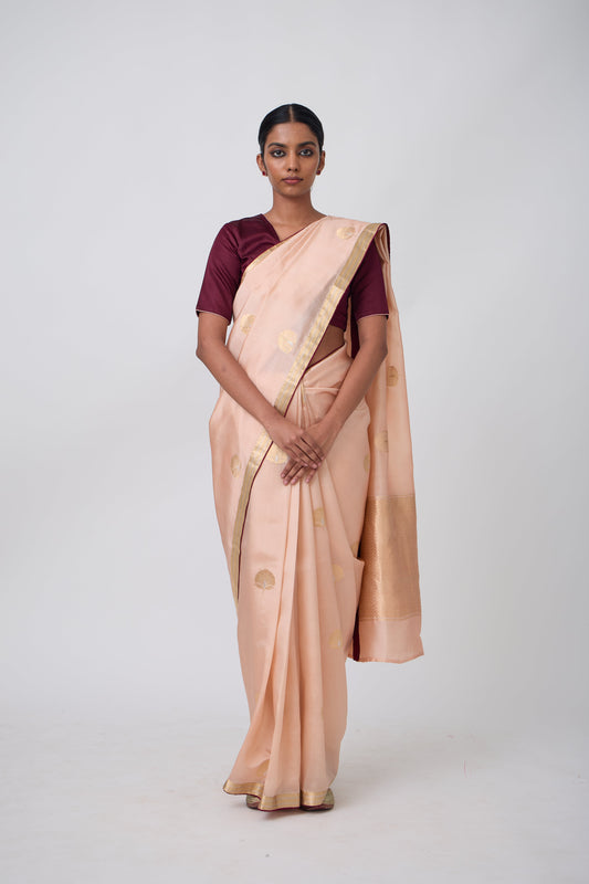 Booti - Peach Silk Saree