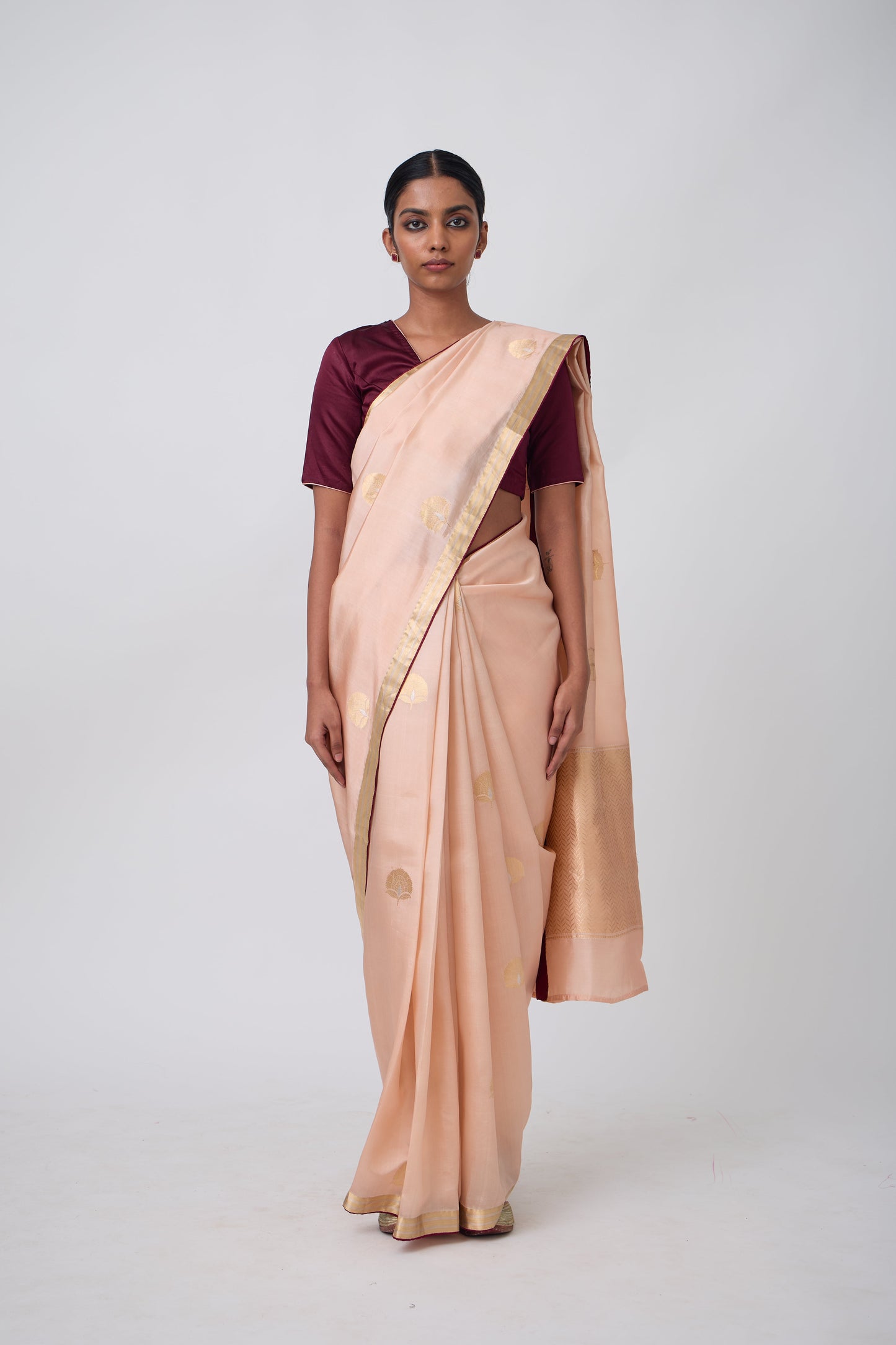 Booti - Peach Silk Saree